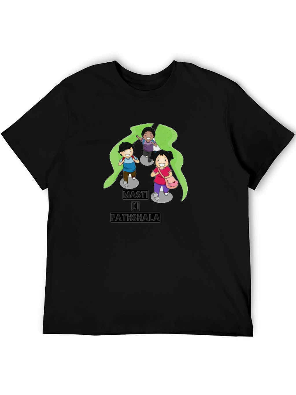 Black T-Shirt with Playful Cartoon Print