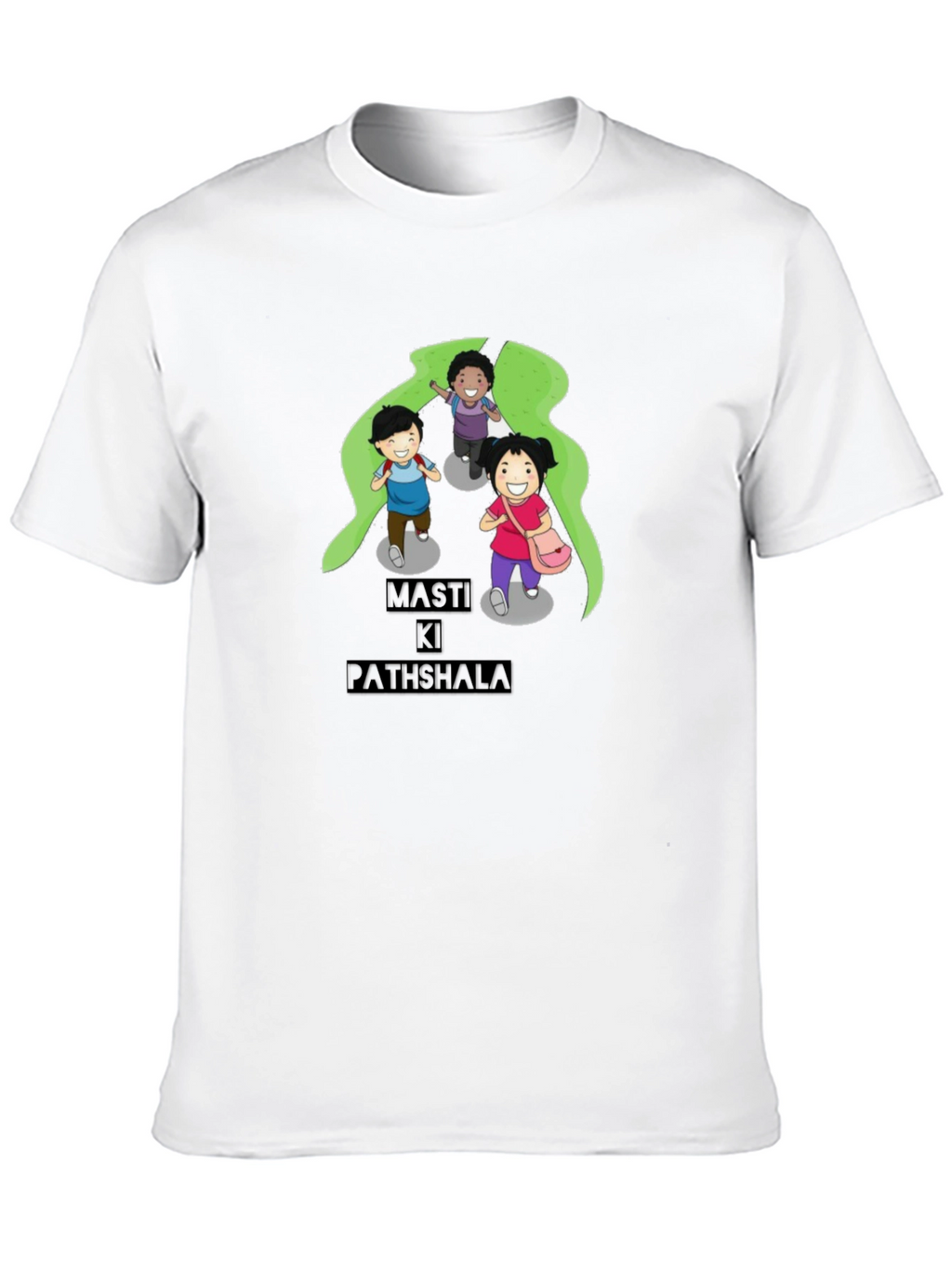 Black T-Shirt with Playful Cartoon Print