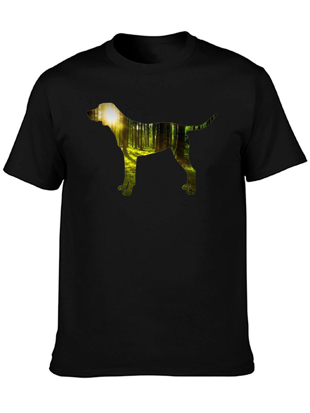 Dog Silhouette Forest Black Graphic Tee