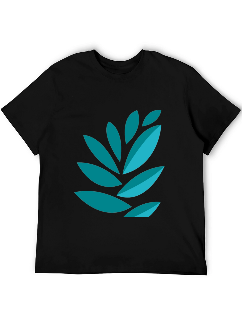 Modern Leaf Graphic Tee - Black Cotton Blend