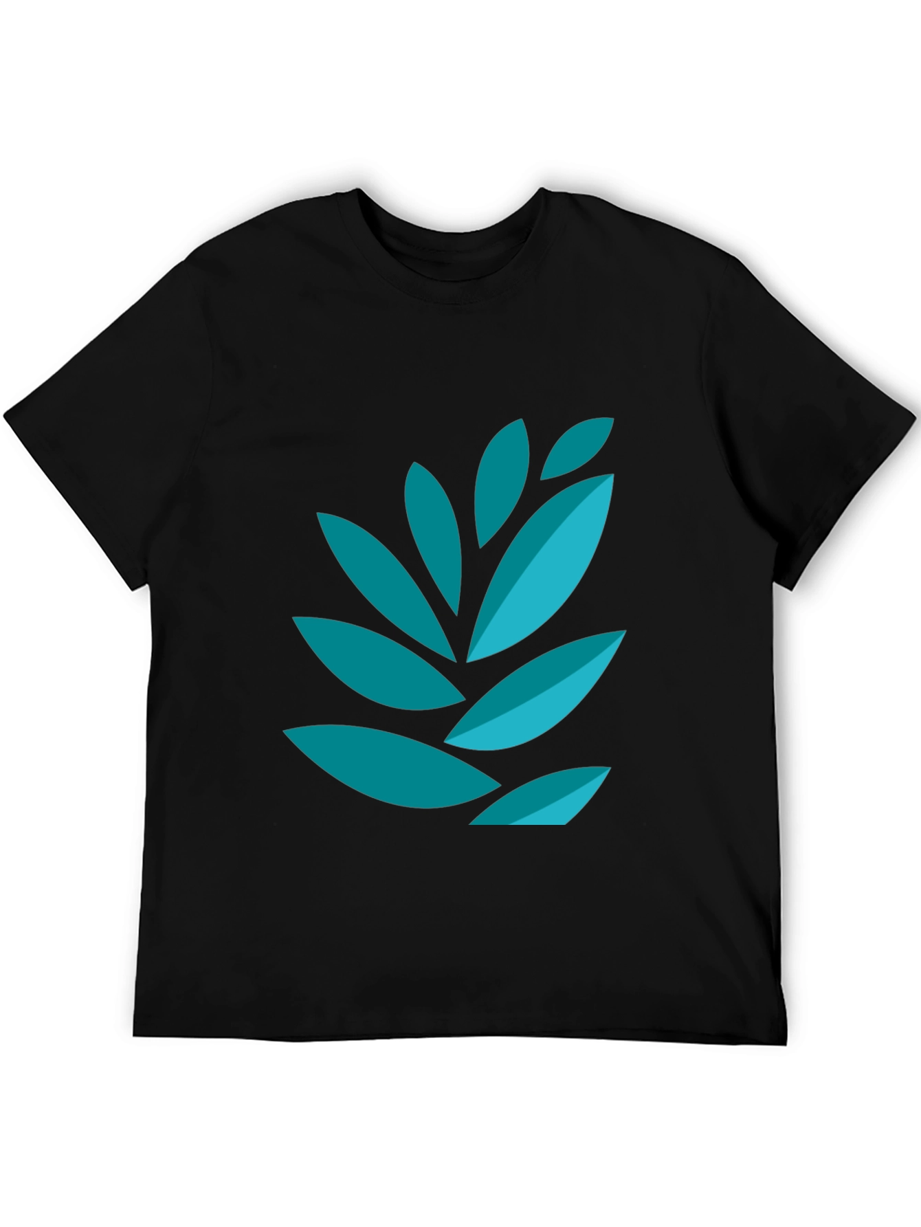 Modern Leaf Graphic Tee - Black Cotton Blend