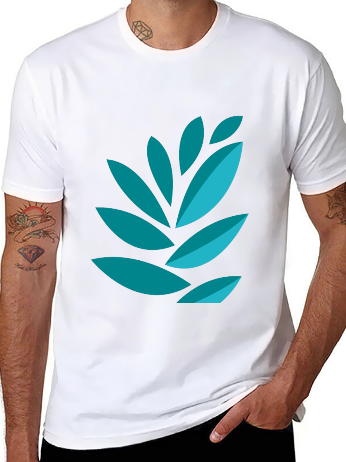 Modern Leaf Graphic Tee - Black Cotton Blend