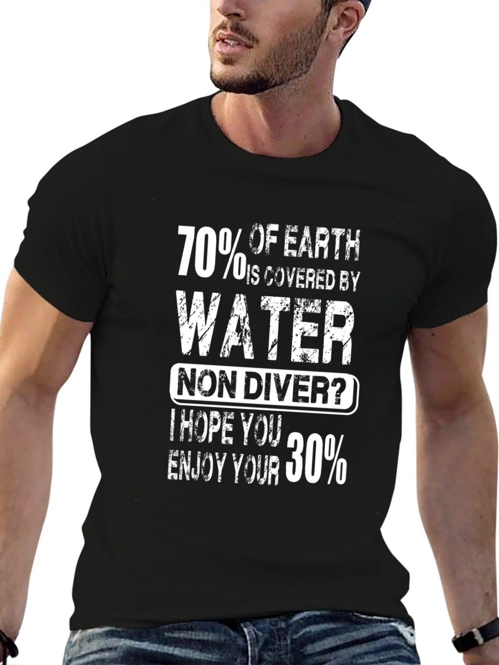 Funny Scuba Diving T-Shirt - 70% Water 30% Land