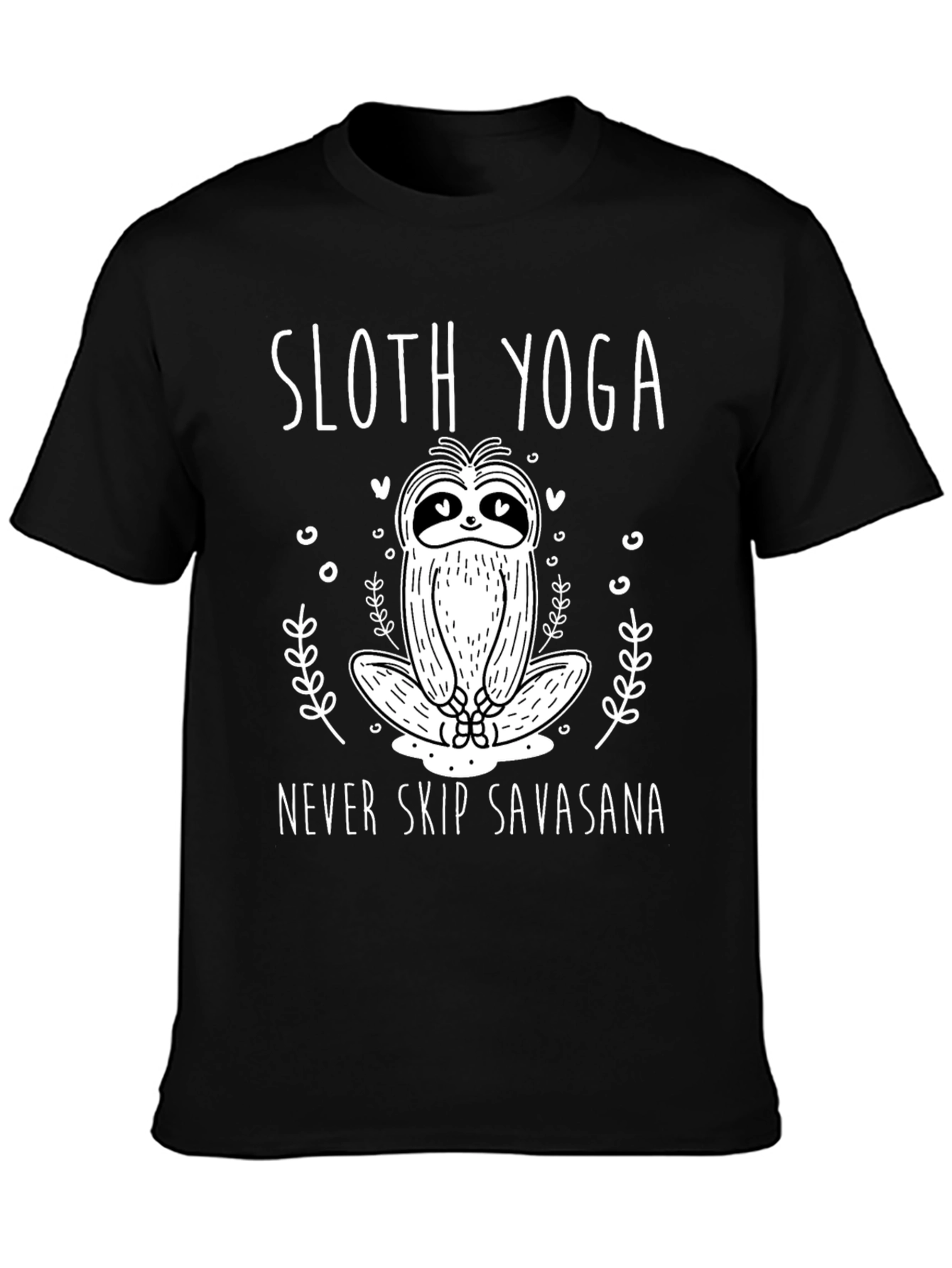 Sloth Yoga Black T-Shirt - Never Skip Savasana