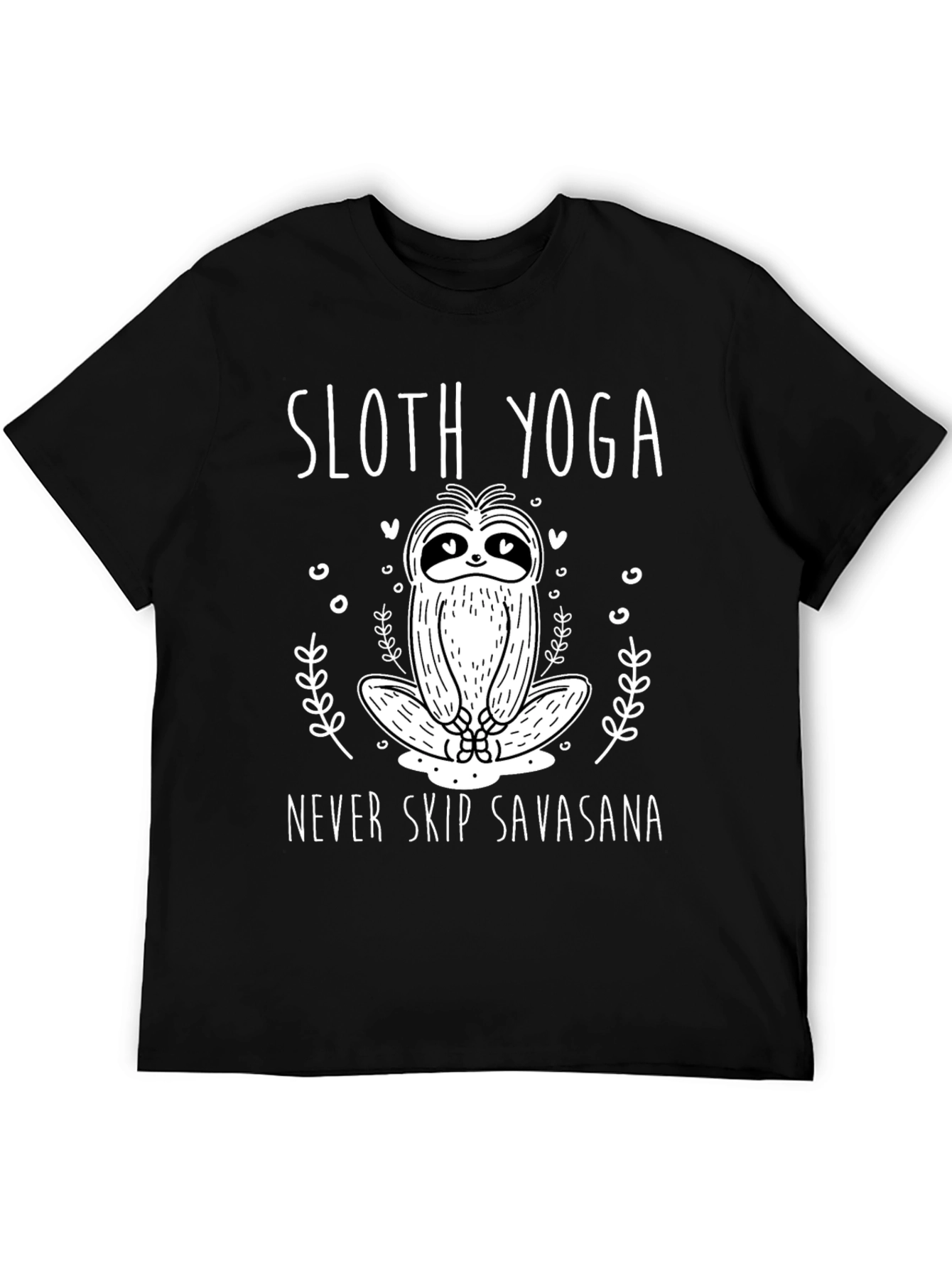 Sloth Yoga Black T-Shirt - Never Skip Savasana