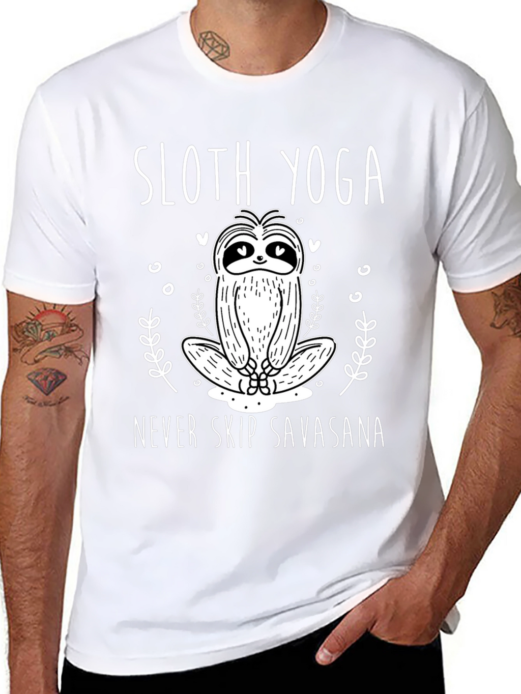 Sloth Yoga Black T-Shirt - Never Skip Savasana