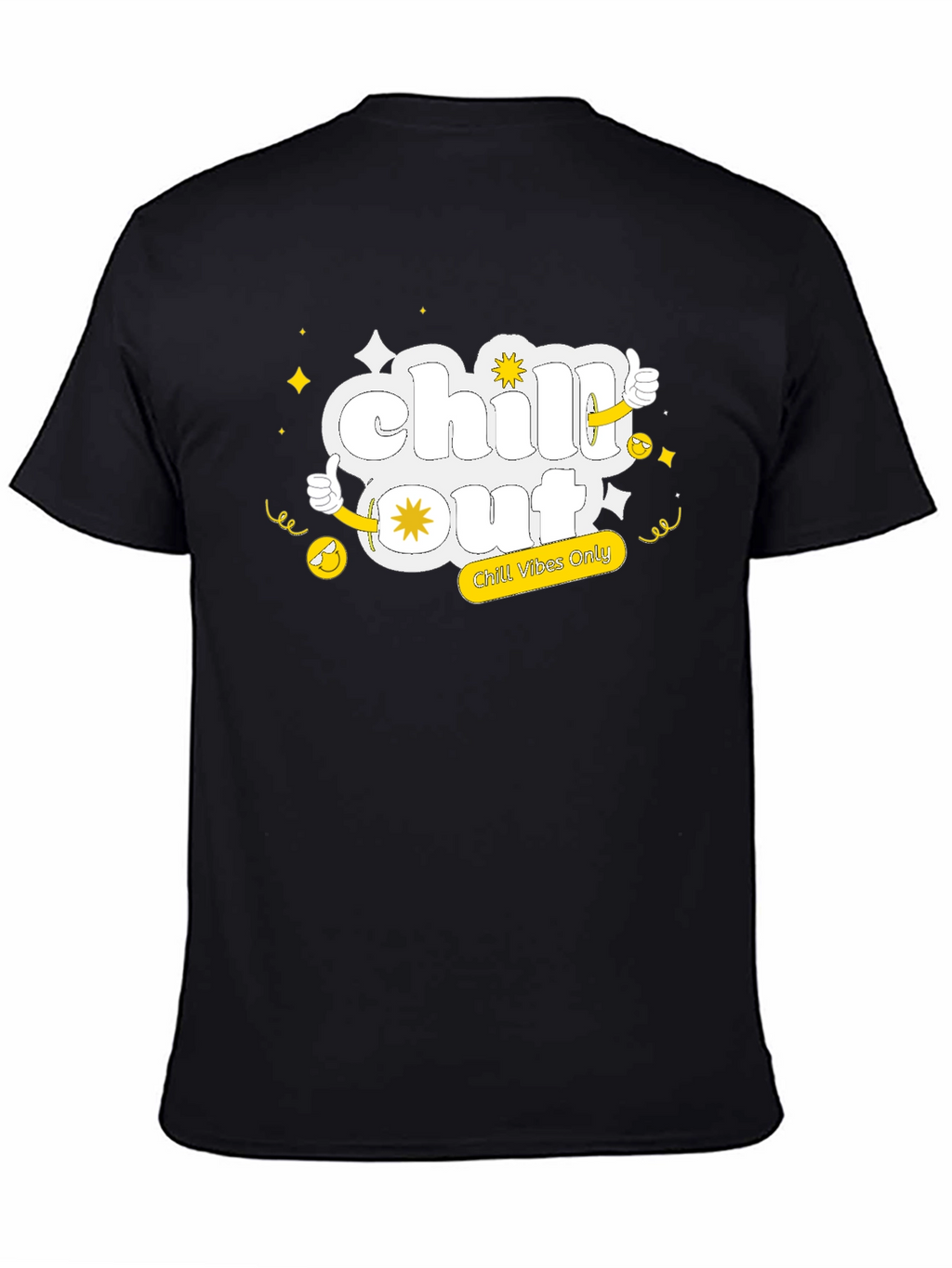 Chill Out Black Tee - Funny Cartoon Graphic T-Shirt