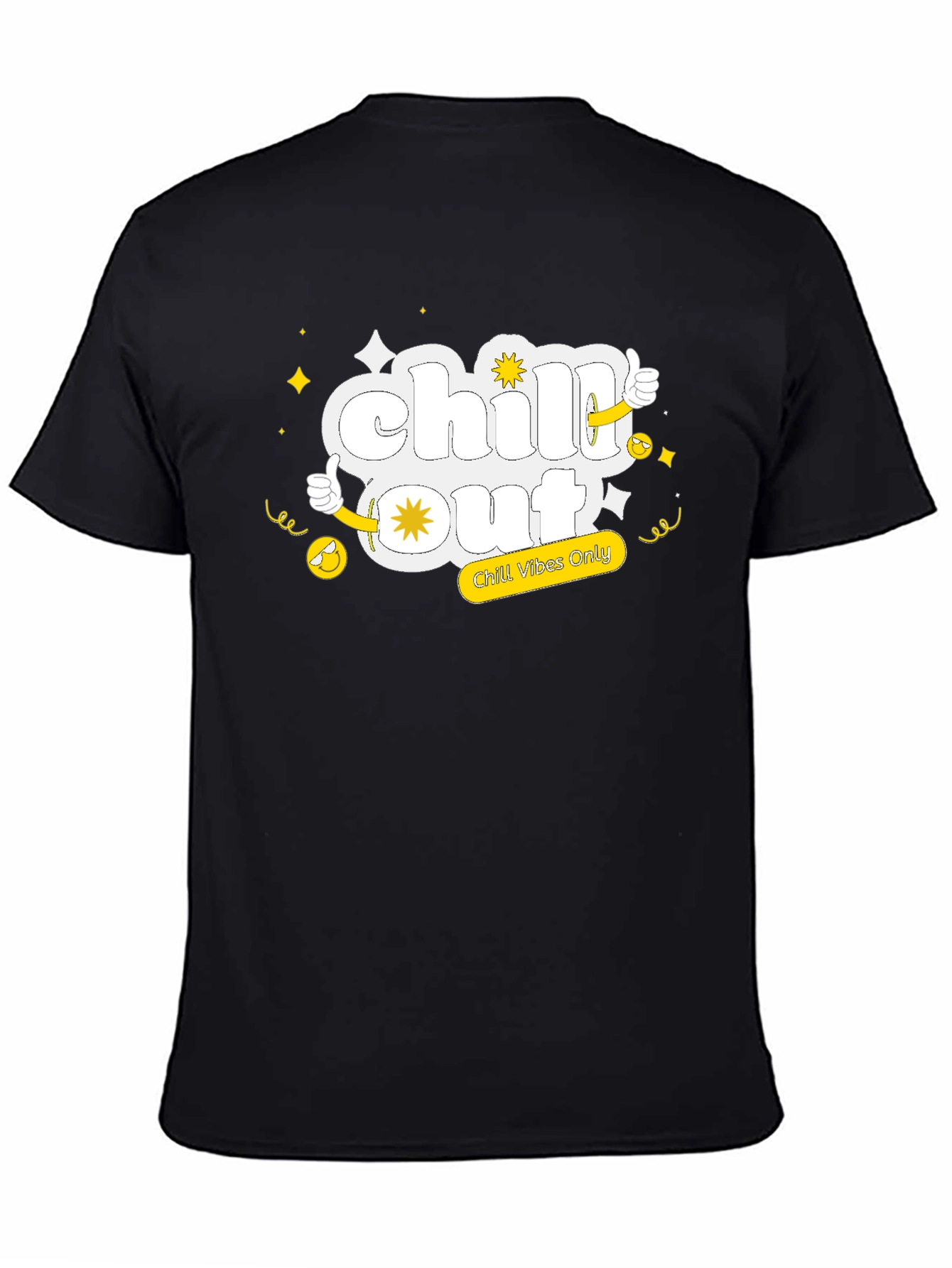 Chill Out Black Tee - Funny Cartoon Graphic T-Shirt