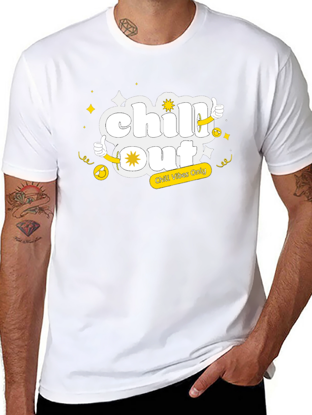 Chill Out Black Tee - Funny Cartoon Graphic T-Shirt