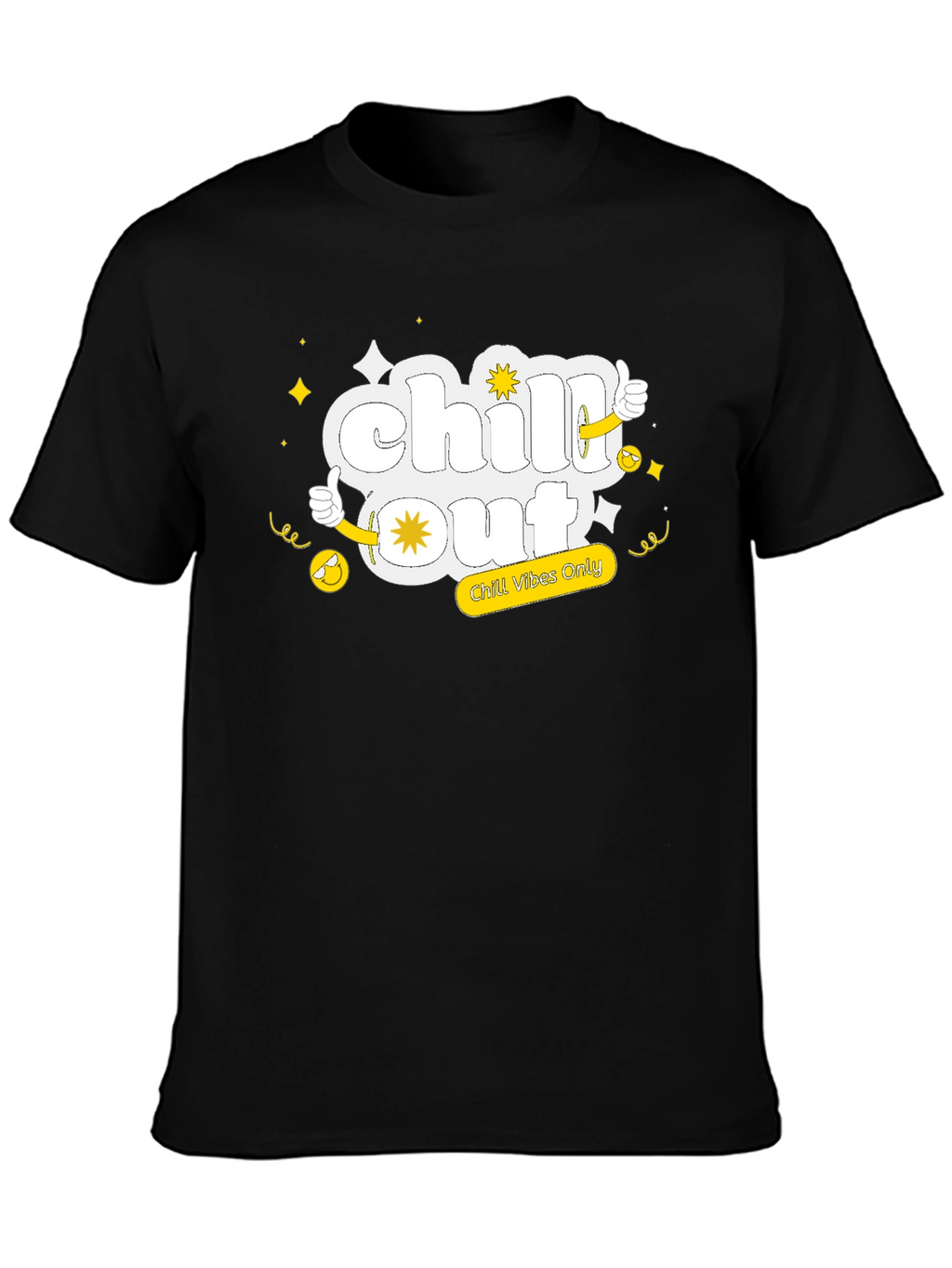 Chill Out Black Tee - Funny Cartoon Graphic T-Shirt