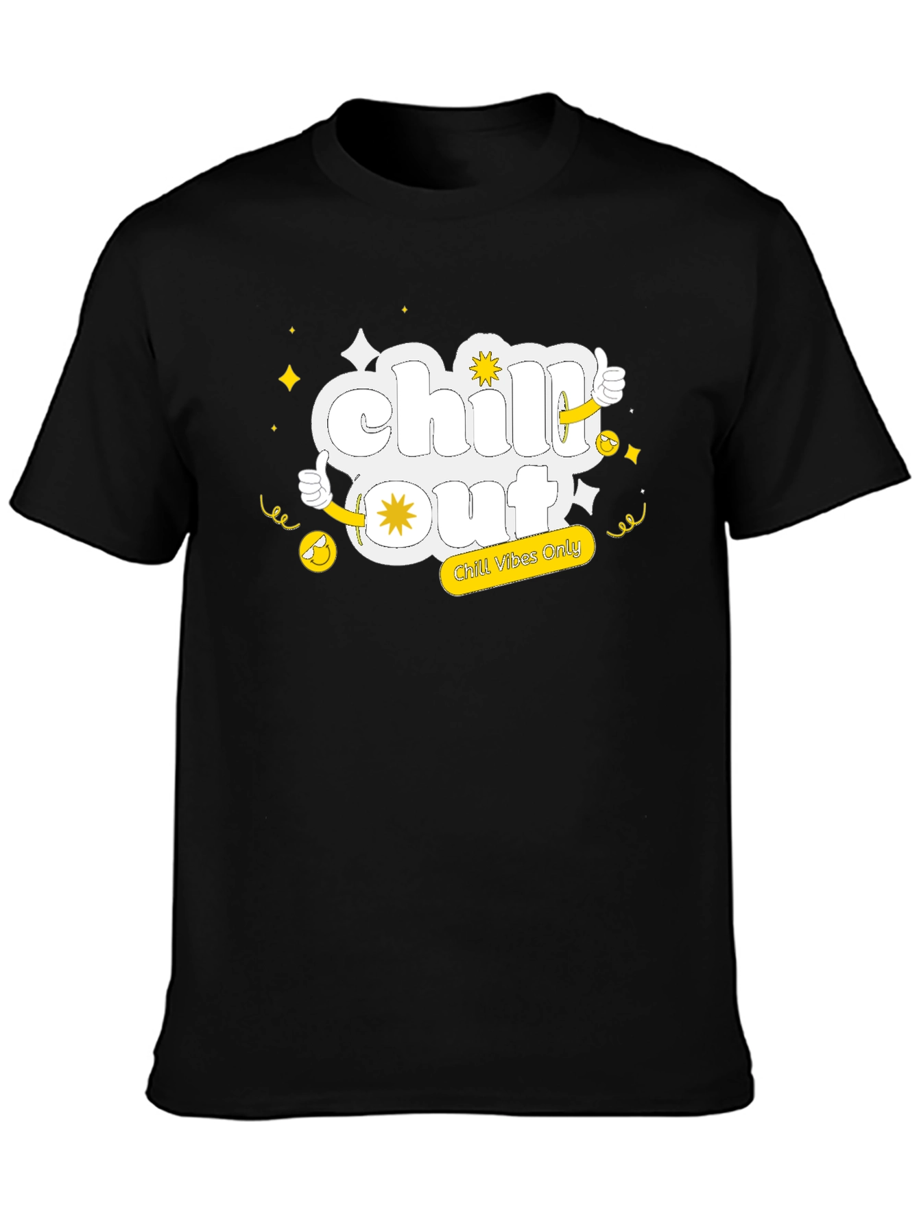 Chill Out Black Tee - Funny Cartoon Graphic T-Shirt
