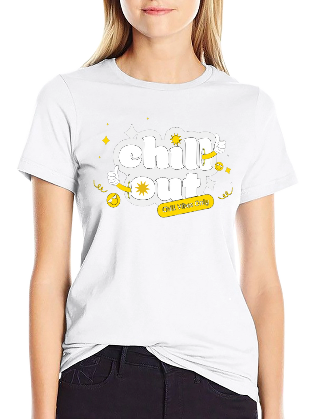Chill Out Black Tee - Funny Cartoon Graphic T-Shirt