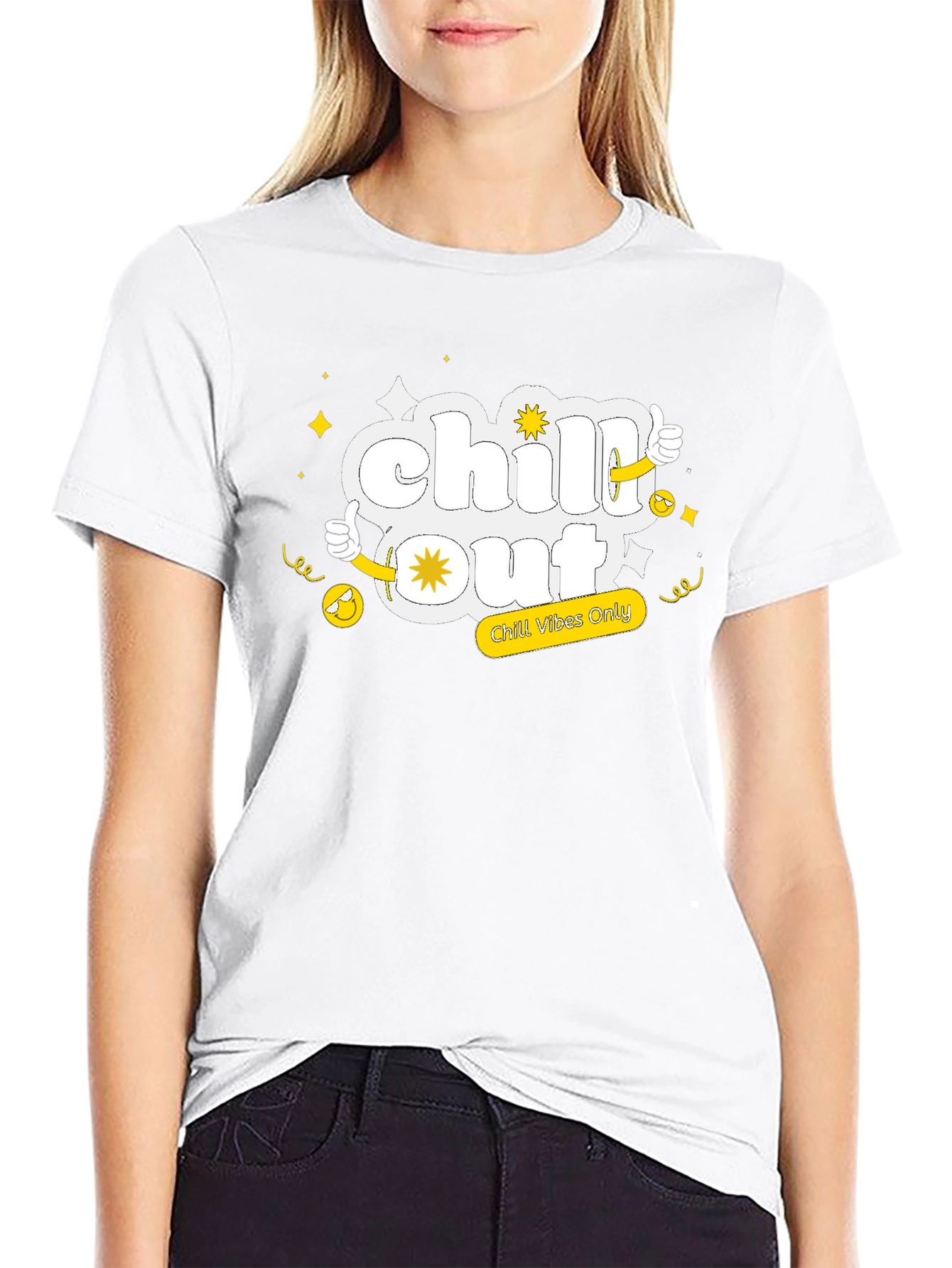 Chill Out Black Tee - Funny Cartoon Graphic T-Shirt