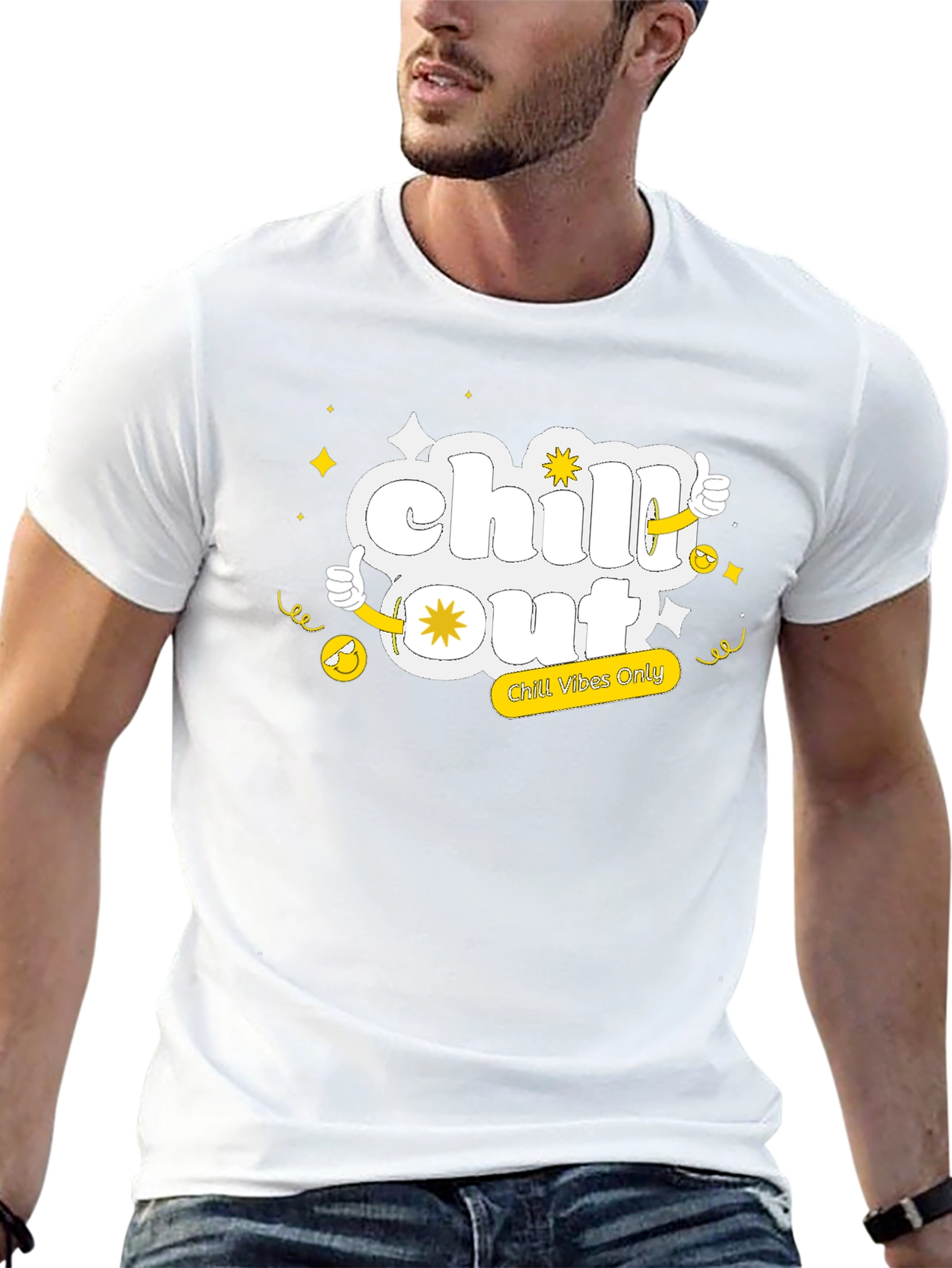 Chill Out Black Tee - Funny Cartoon Graphic T-Shirt