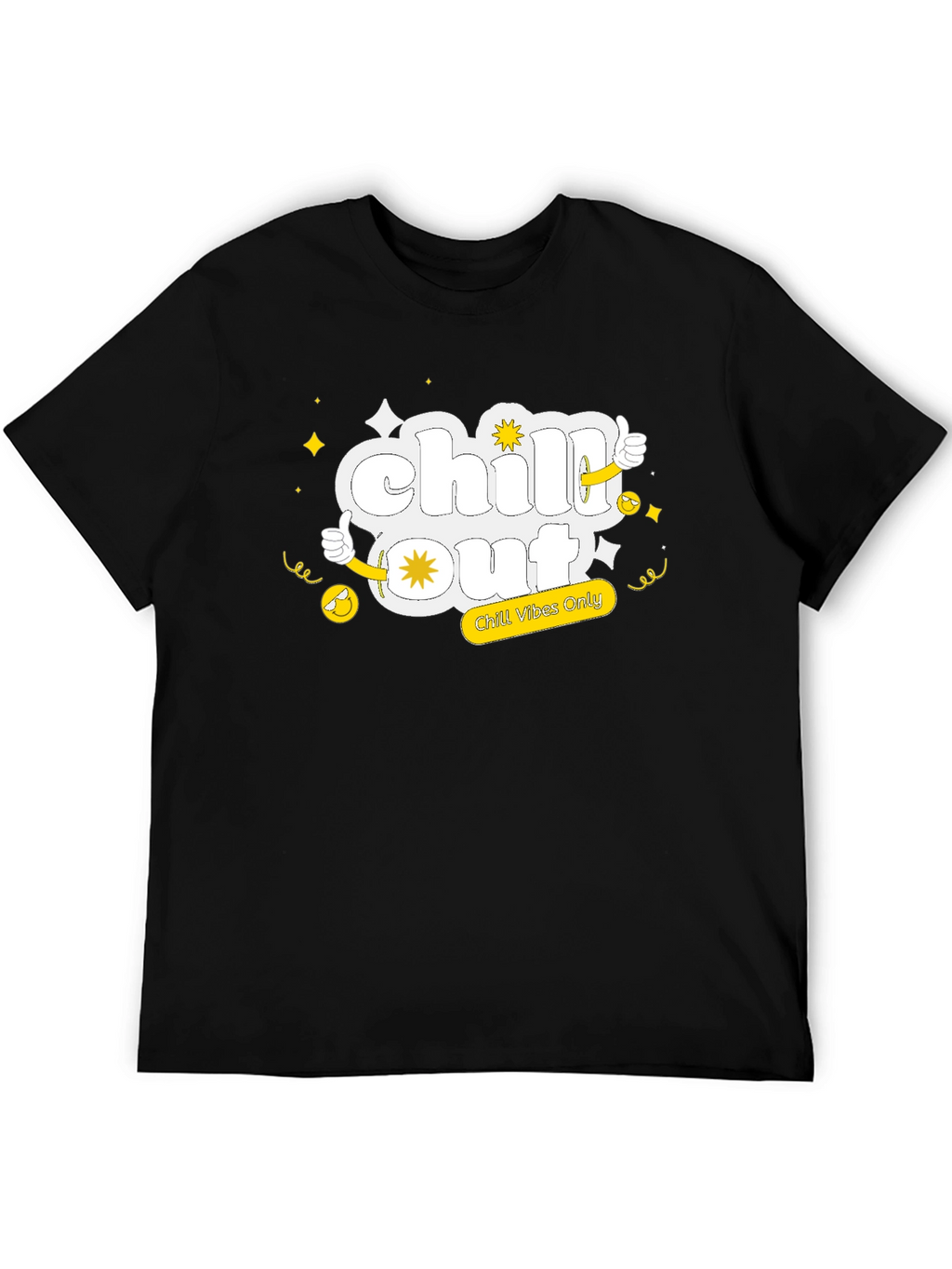 Chill Out Black Tee - Funny Cartoon Graphic T-Shirt