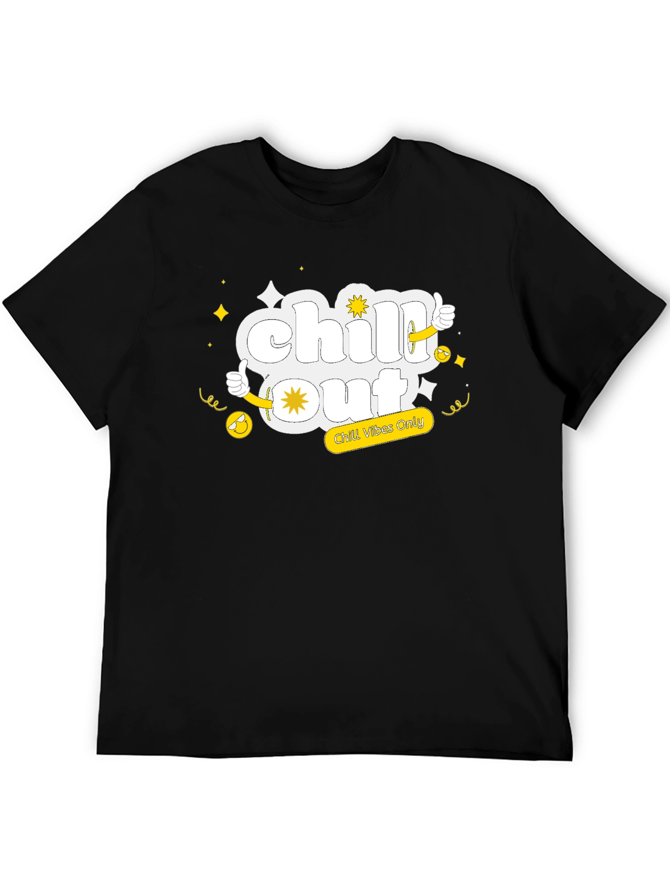 Chill Out Black Tee - Funny Cartoon Graphic T-Shirt