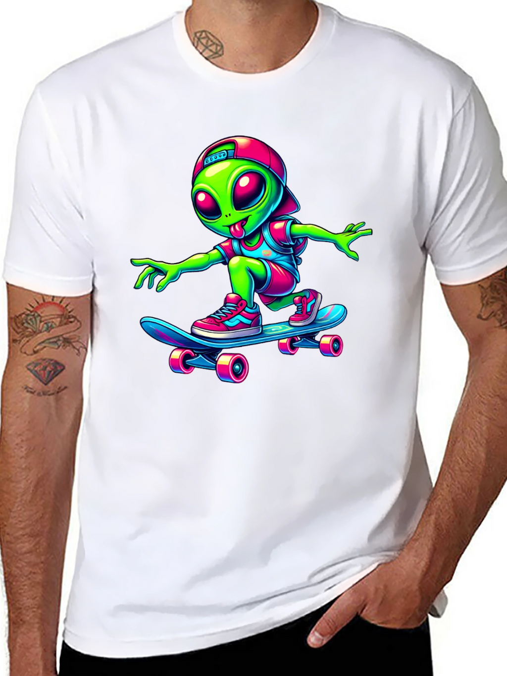 Alien Skateboarder Graphic Tee