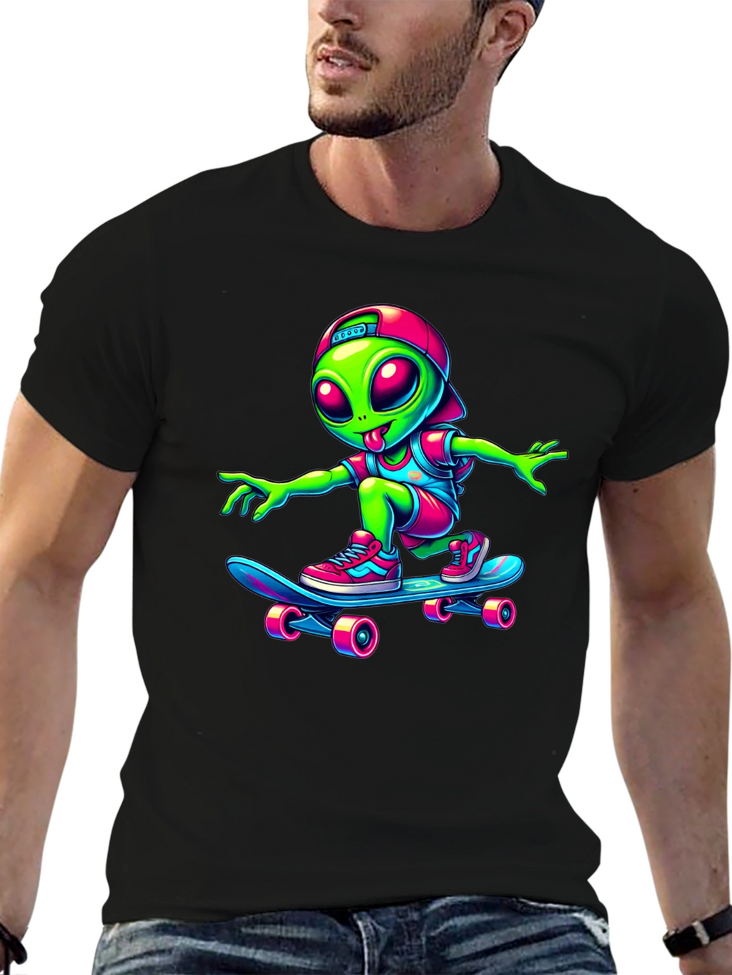 Alien Skateboarder Graphic Tee