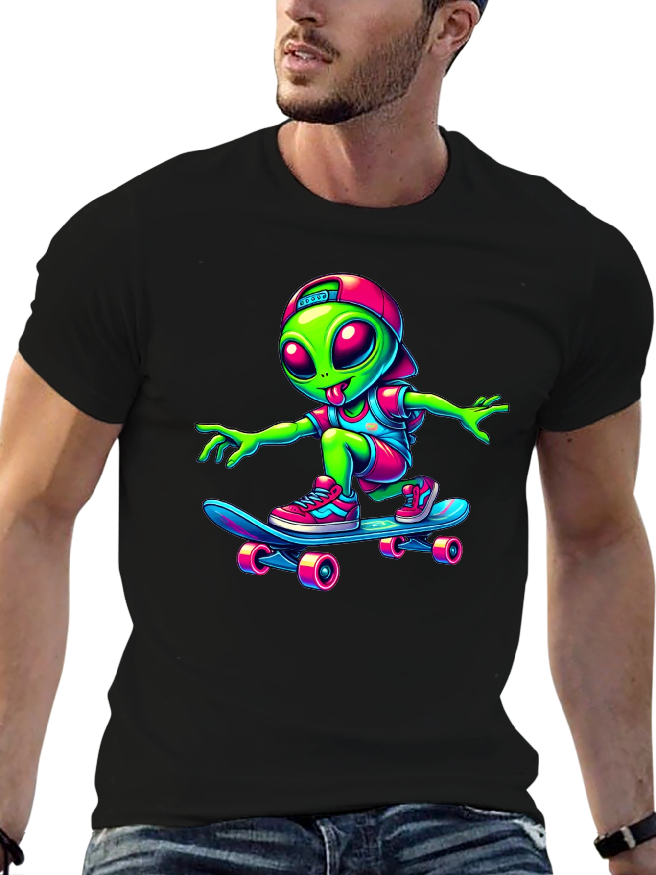 Alien Skateboarder Graphic Tee