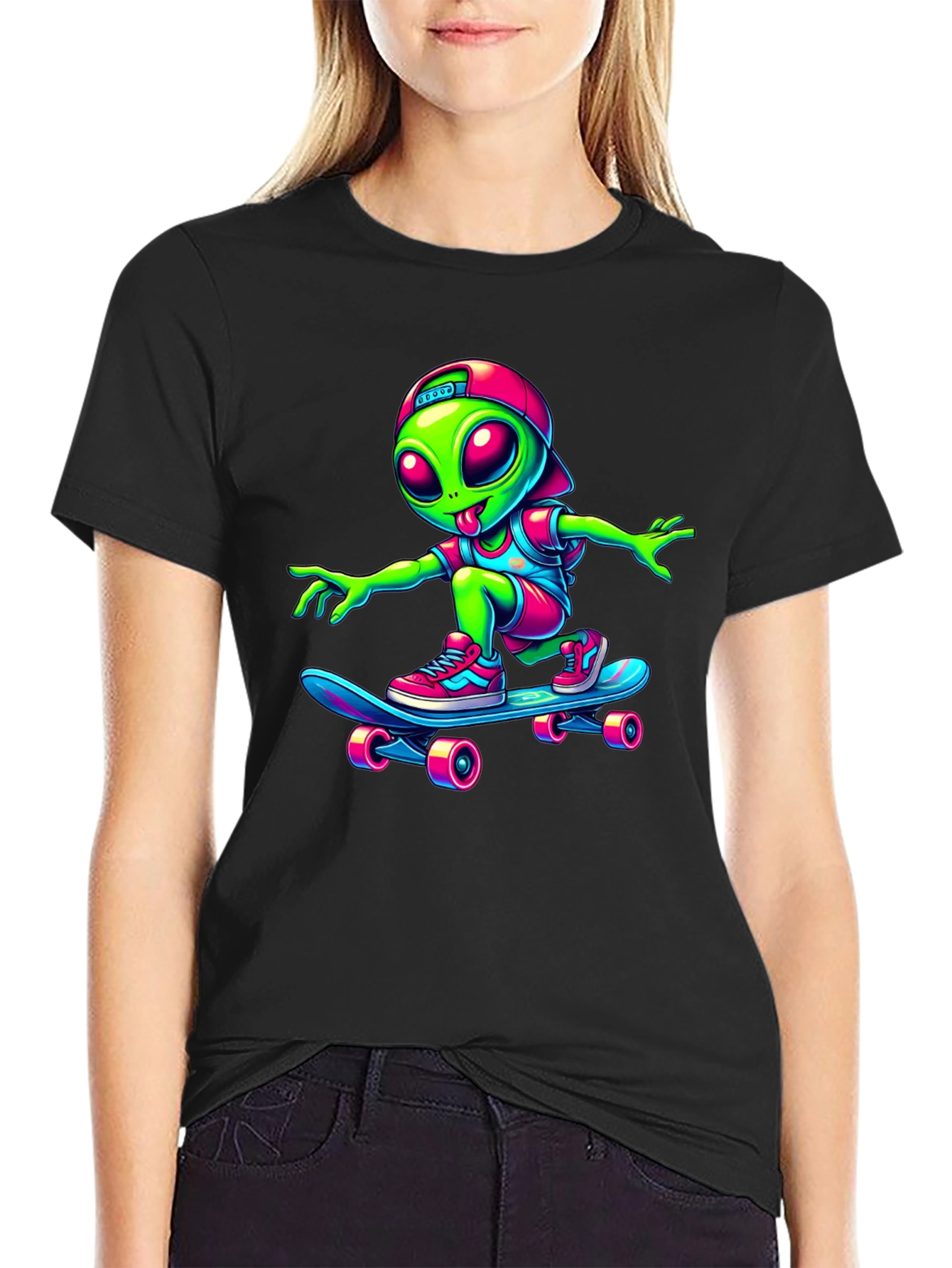 Alien Skateboarder Graphic Tee