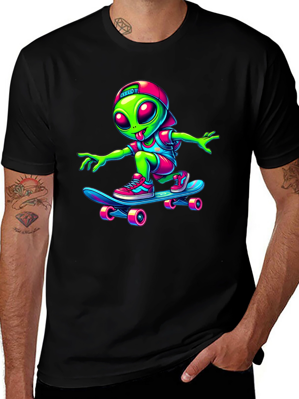 Alien Skateboarder Graphic Tee