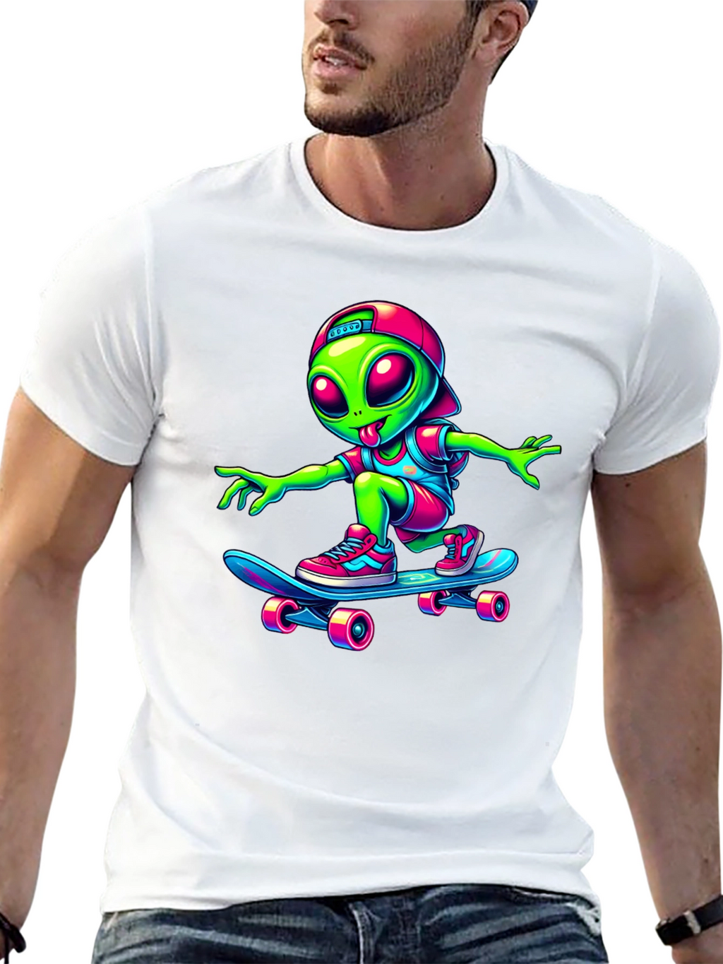 Alien Skateboarder Graphic Tee