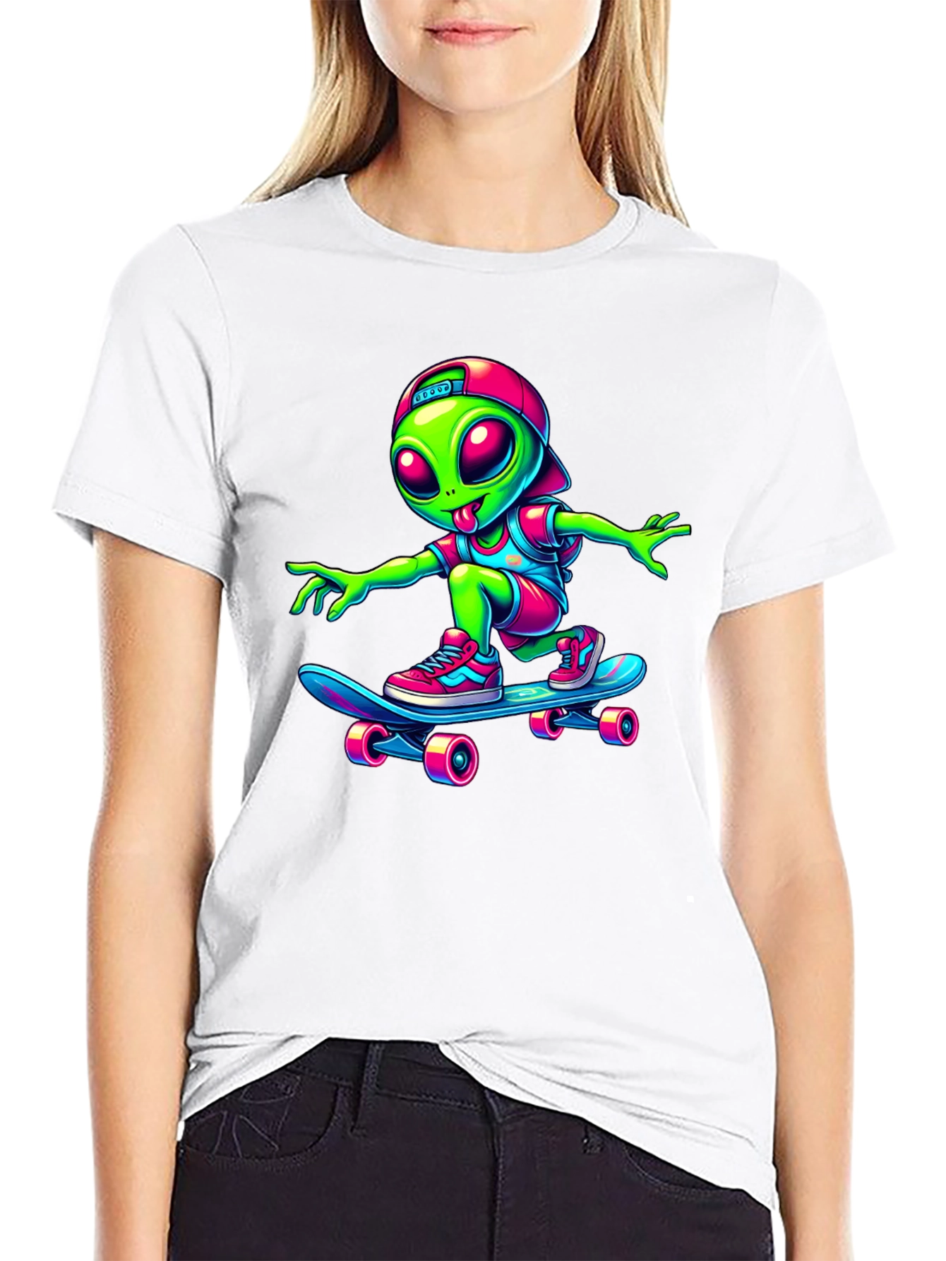 Alien Skateboarder Graphic Tee