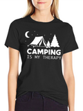 Camping Is My Therapy Graphic Tee - Black
