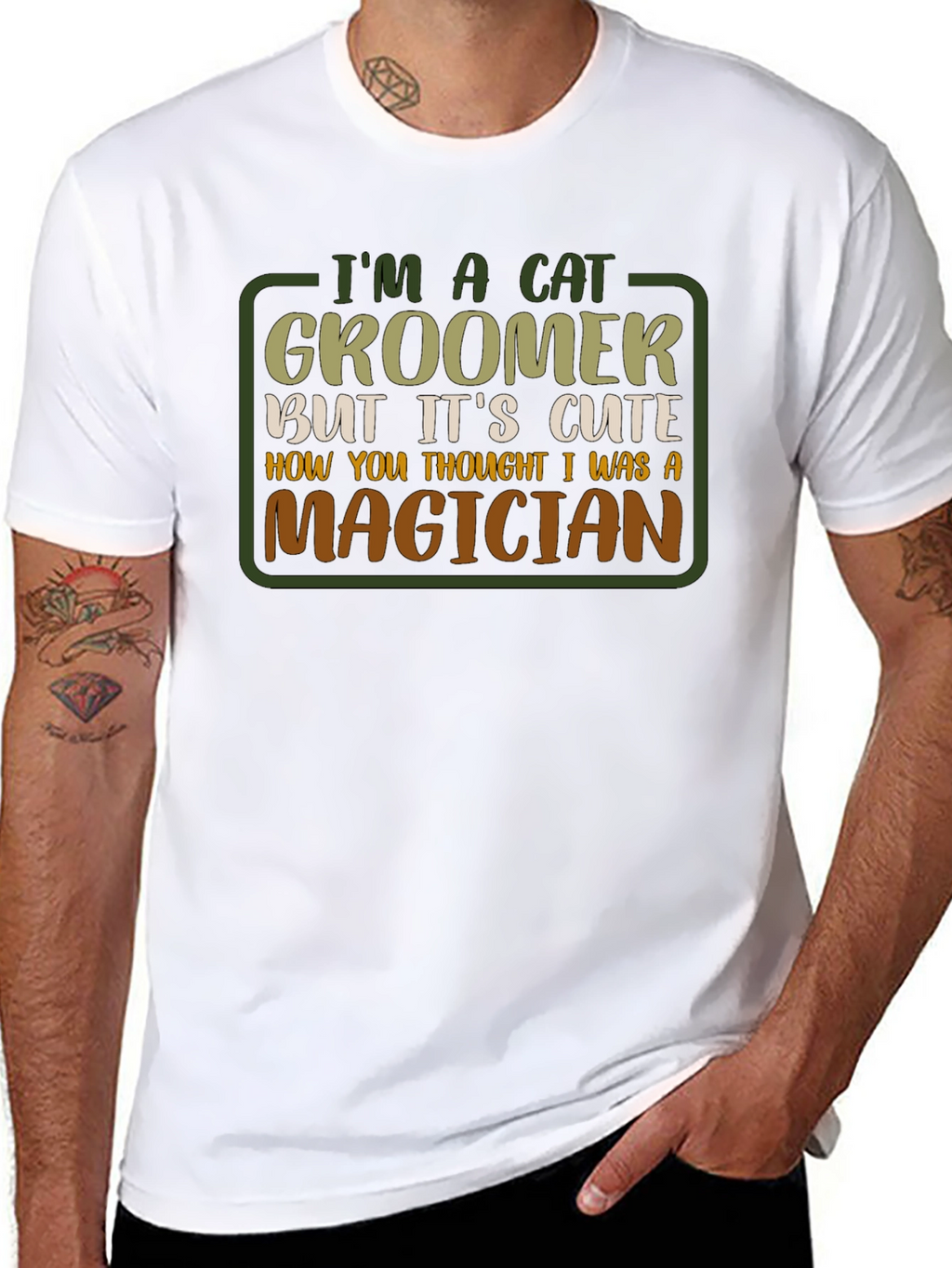 Cat Groomer Magician Graphic T-Shirt