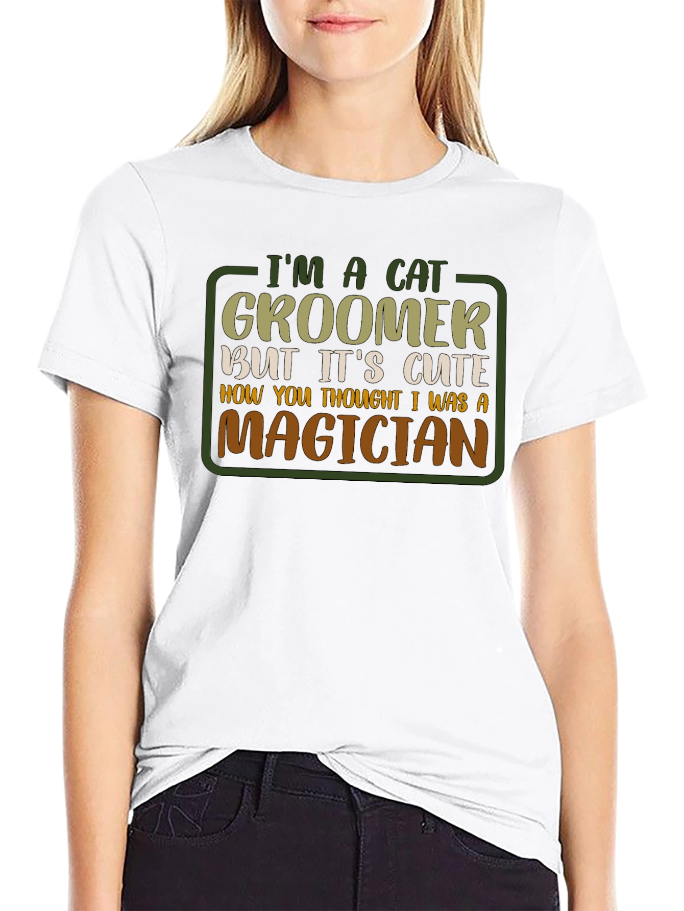 Cat Groomer Magician Graphic T-Shirt