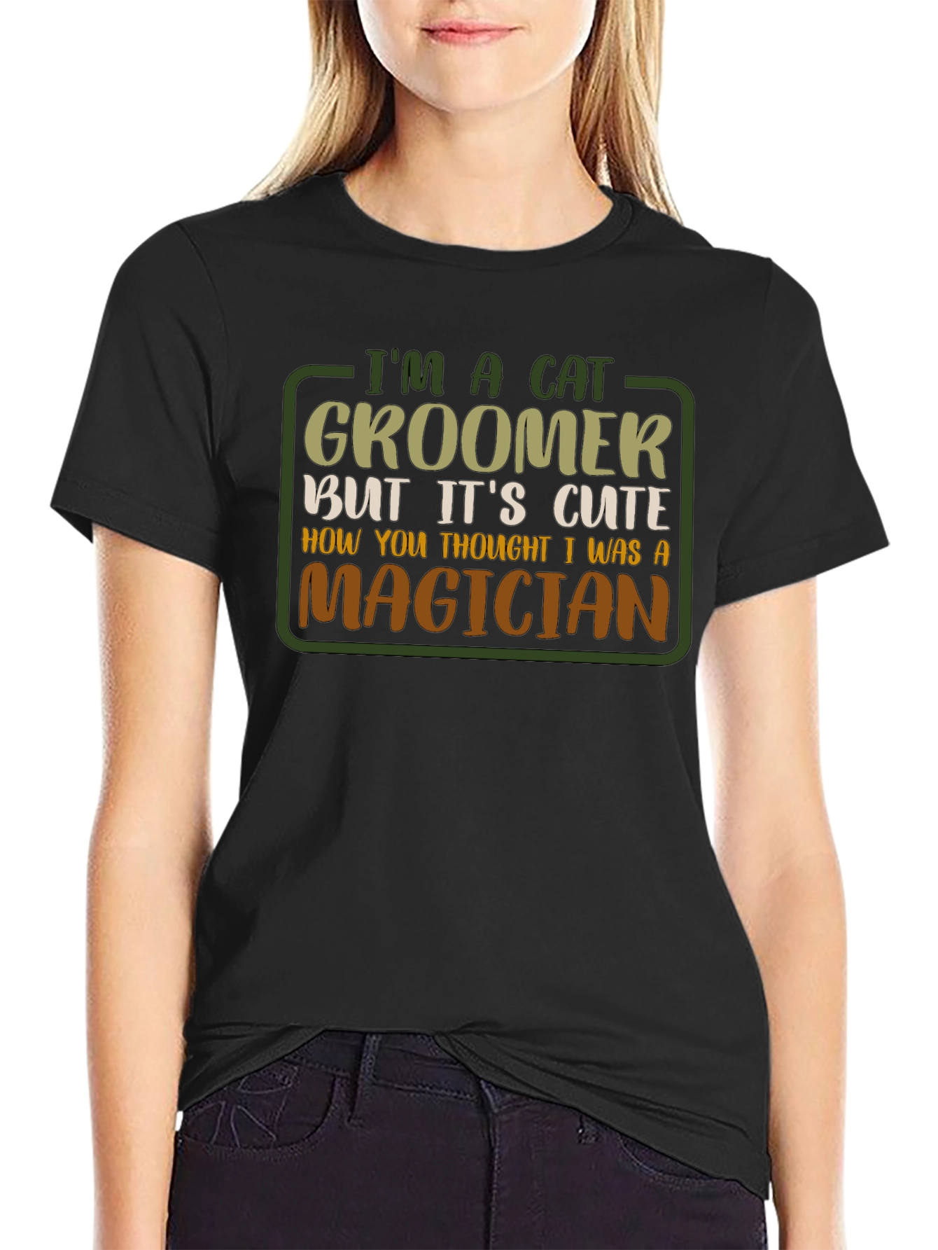 Cat Groomer Magician Graphic T-Shirt