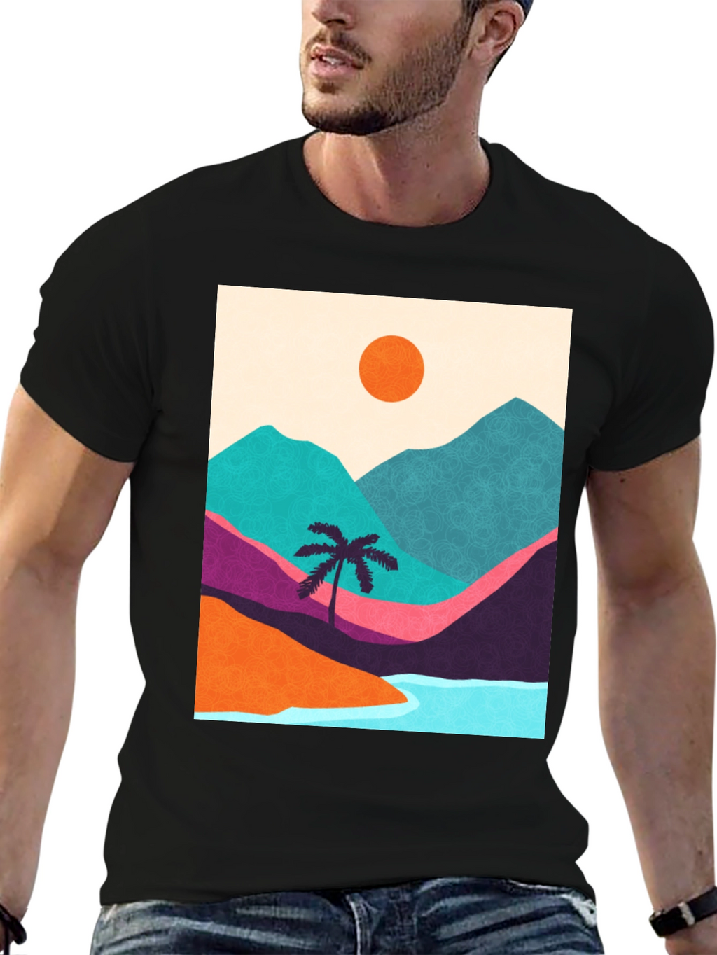 Abstract Landscape Graphic T-Shirt