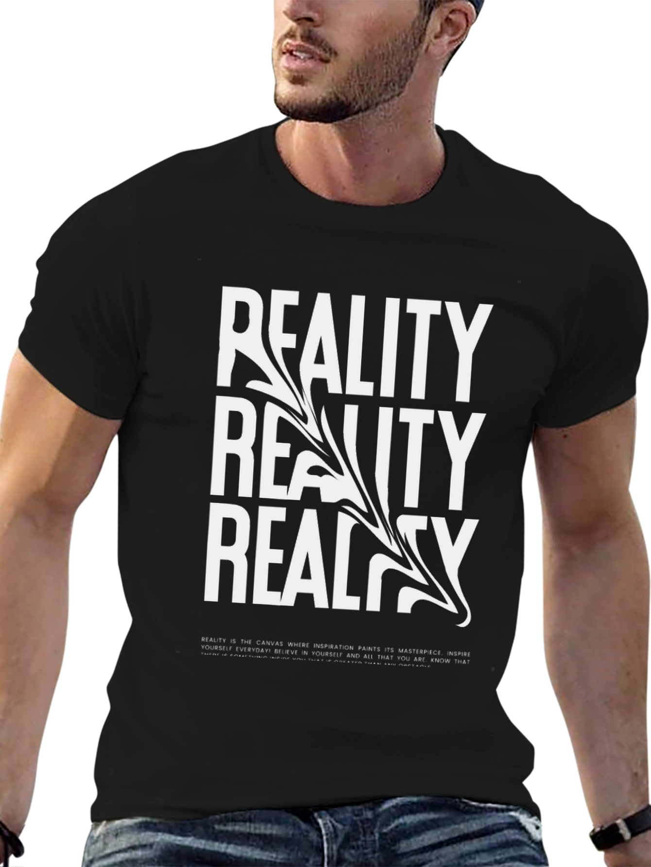Reality Graphic Print Black T-Shirt