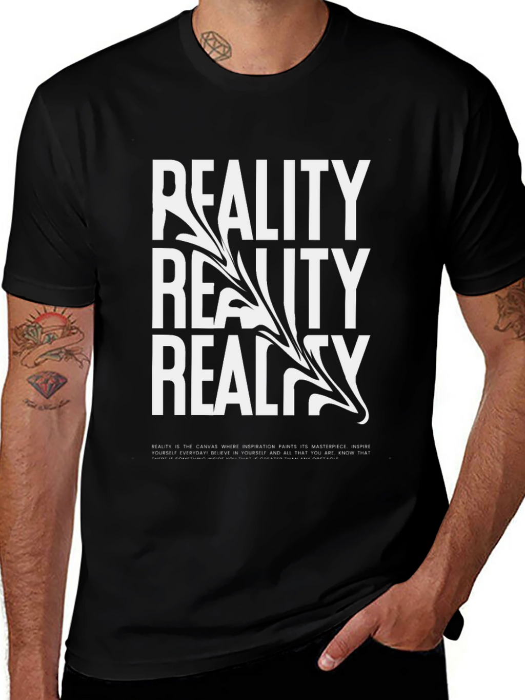 Reality Graphic Print Black T-Shirt