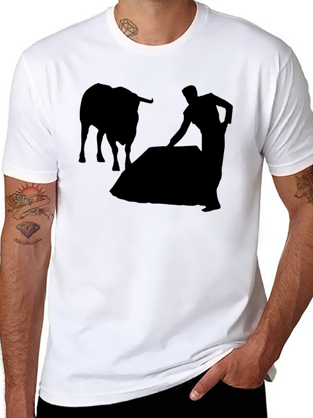 Bullfighter Silhouette T-Shirt - Black