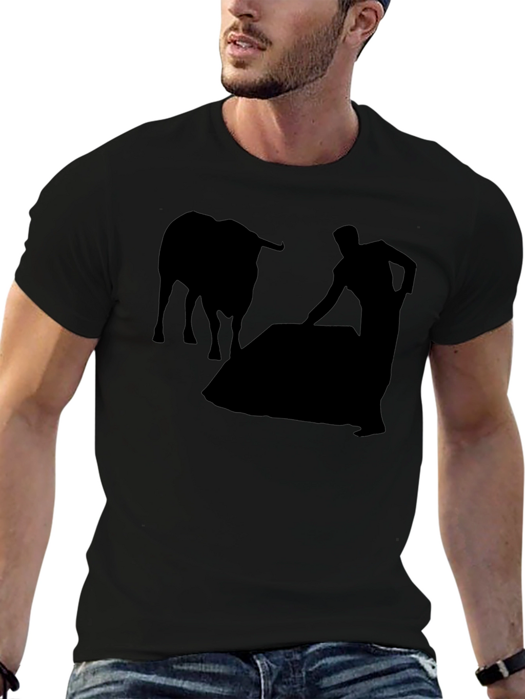 Bullfighter Silhouette T-Shirt - Black