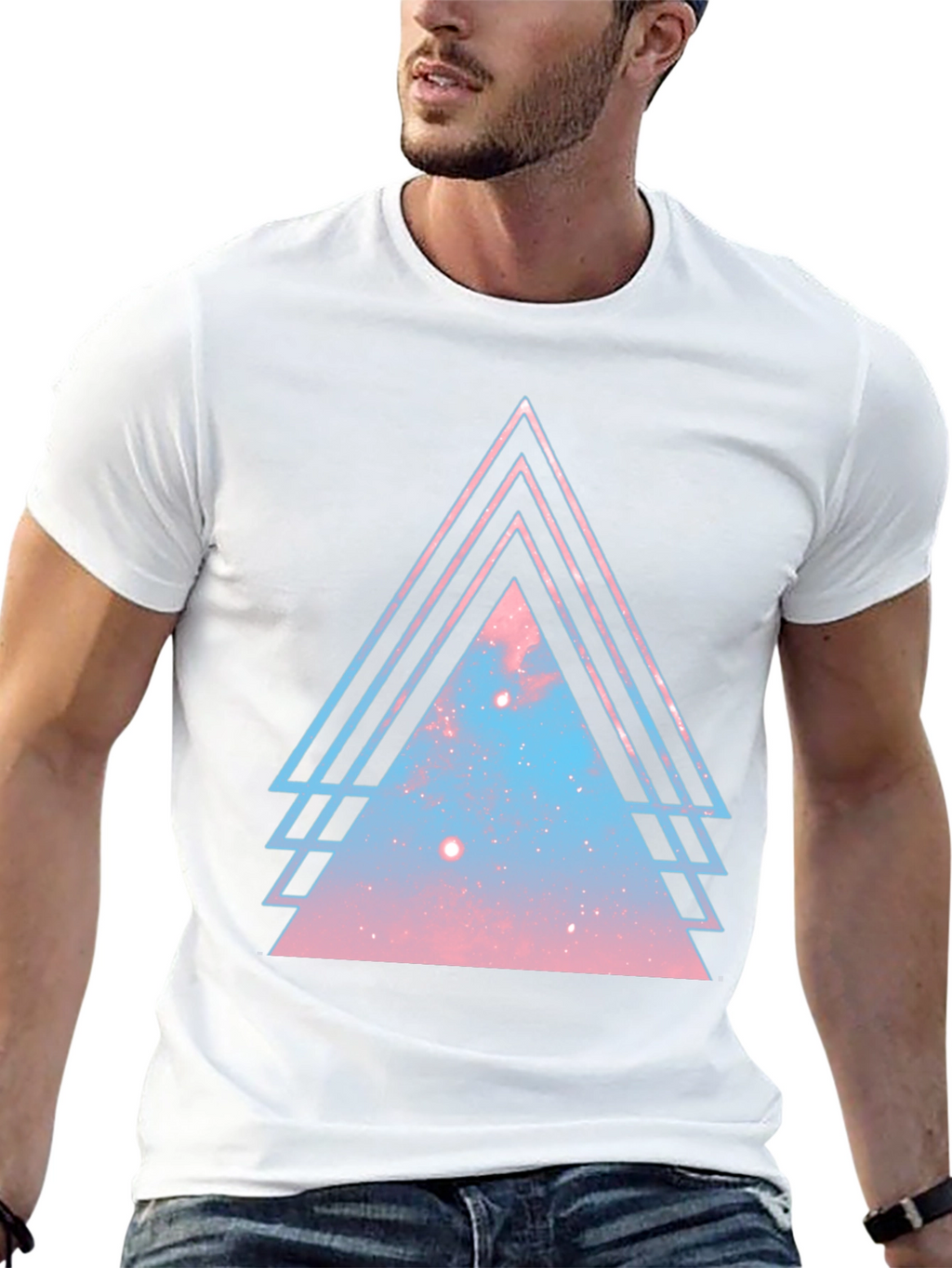 Galaxy Triangle Graphic Tee - Stylish Mens Black T-Shirt