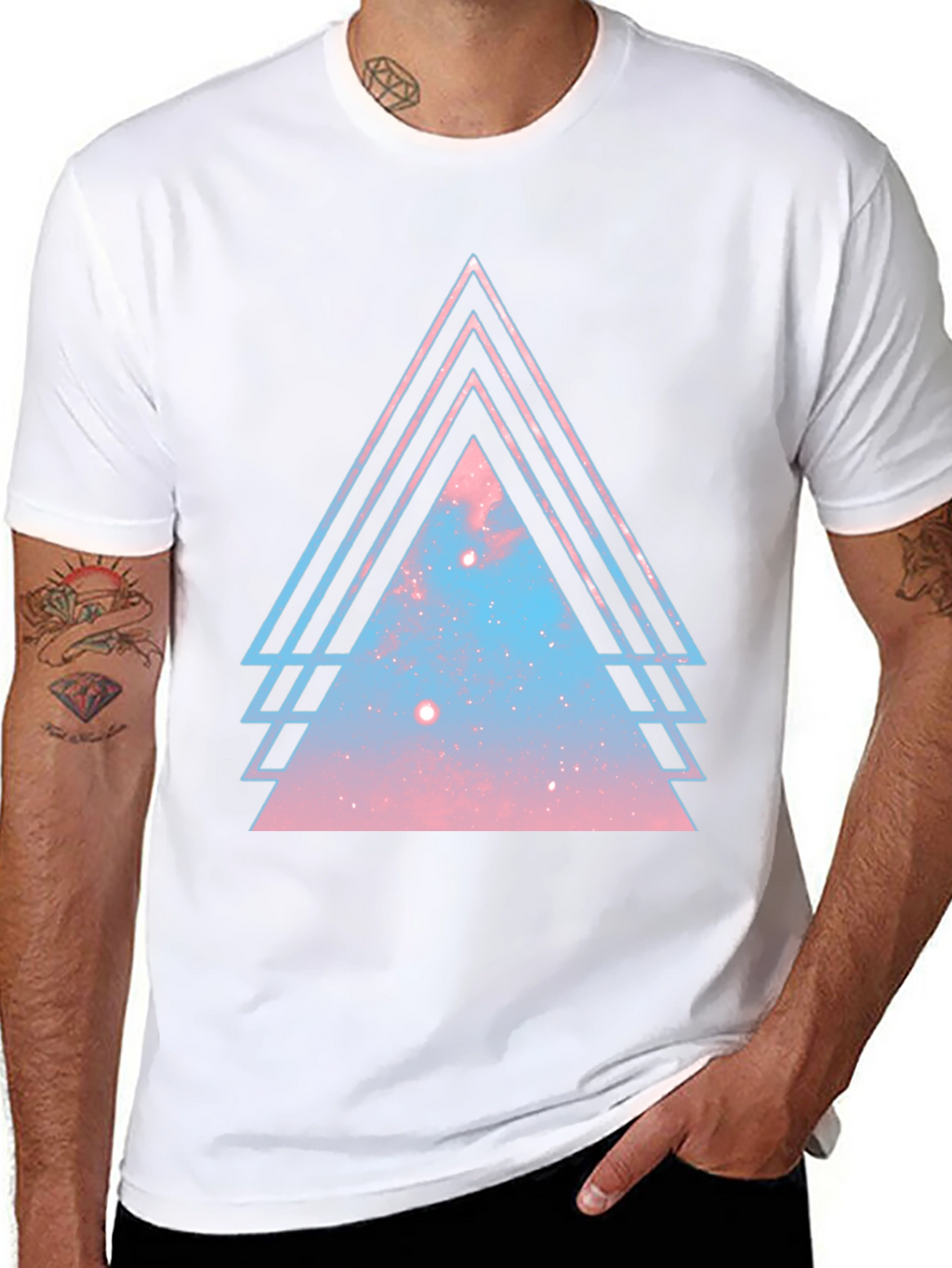 Galaxy Triangle Graphic Tee - Stylish Mens Black T-Shirt