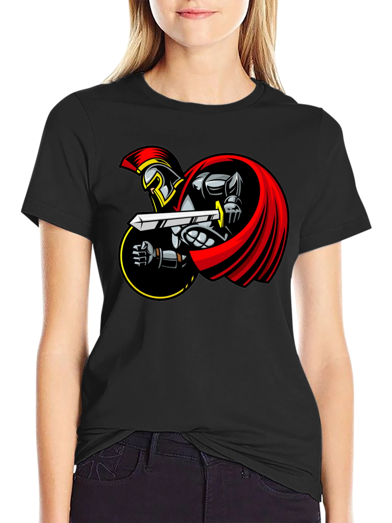 Spartan Warrior Graphic T-Shirt - Black