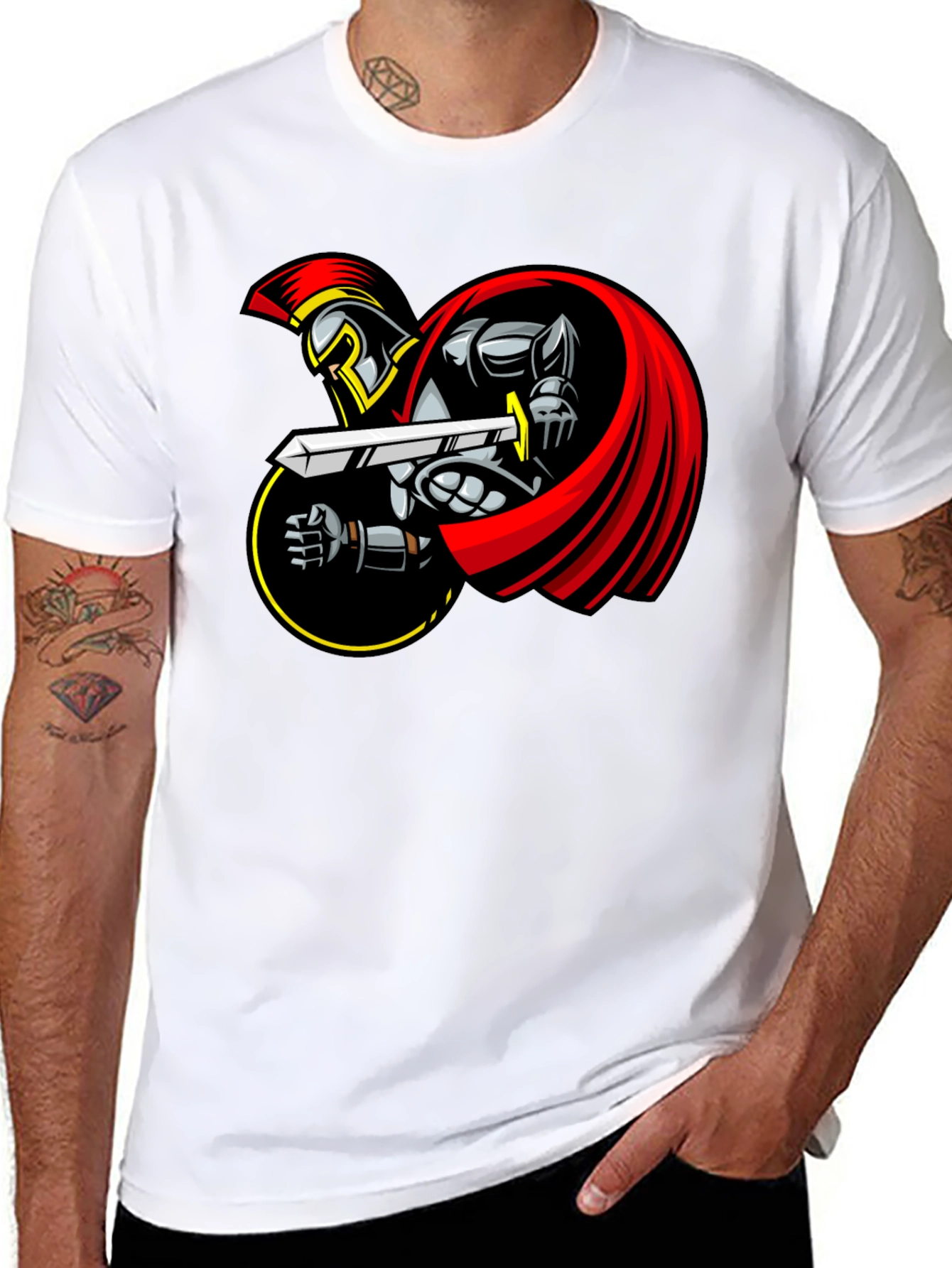 Spartan Warrior Graphic T-Shirt - Black