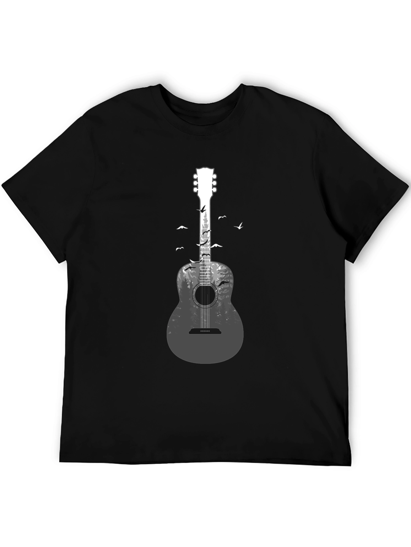 Acoustic Guitar Forest Graphic Tee - Nature Music Lover T-Shirt