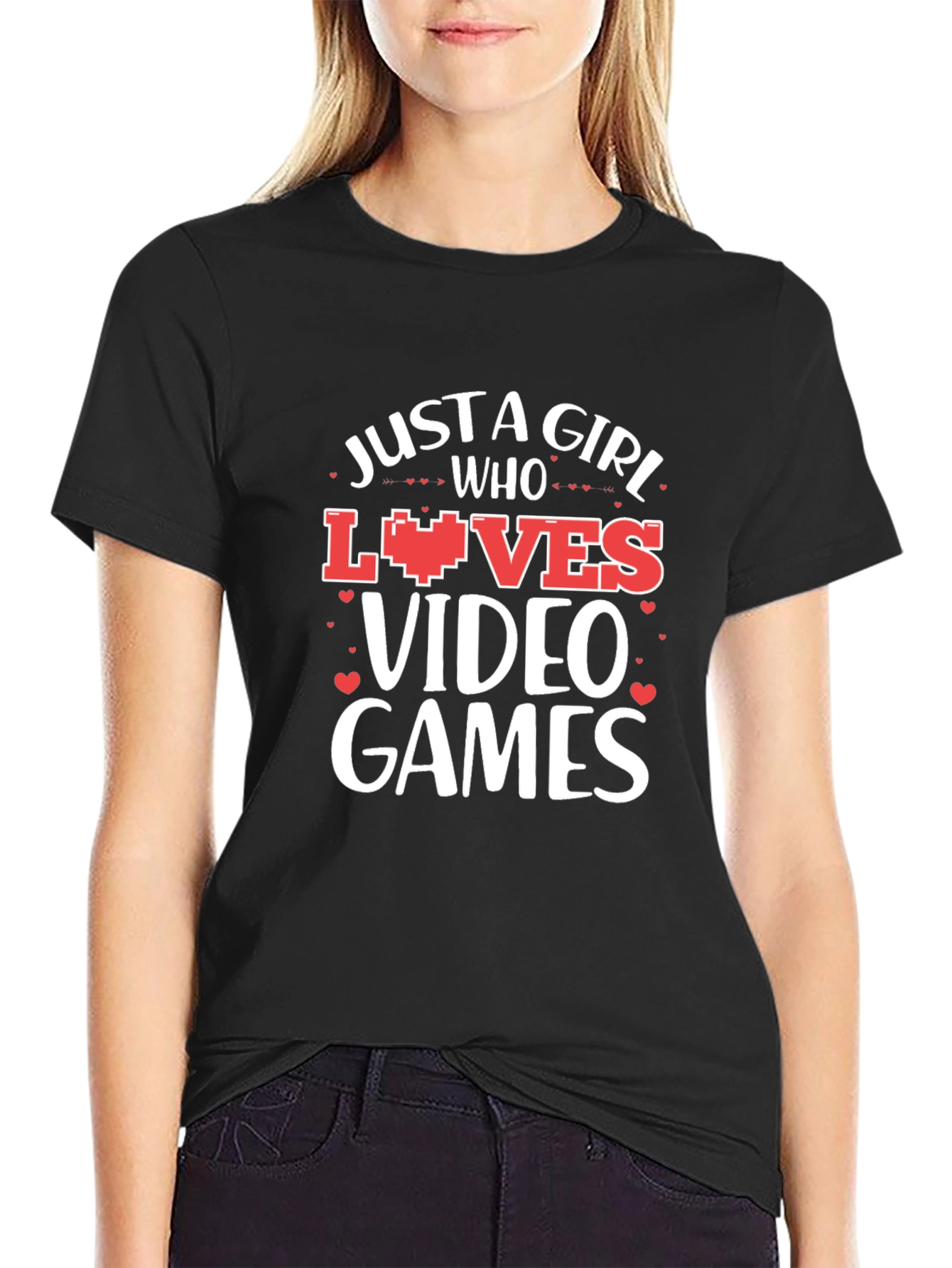 Just a Girl Who Loves Video Games Black T-Shirt