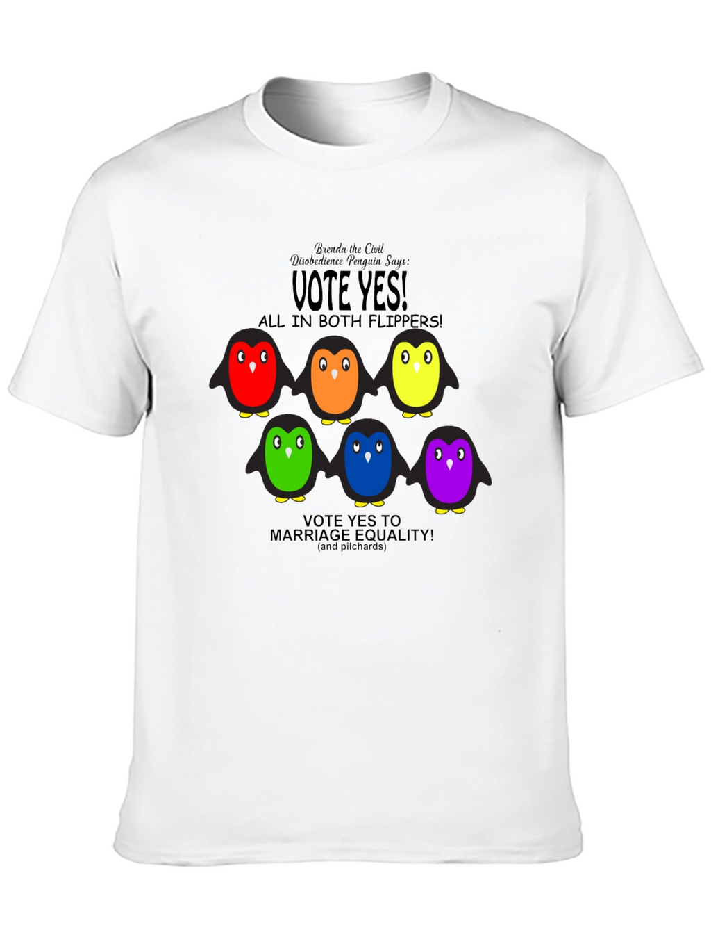 Vote Yes Rainbow Penguin Graphic Tee