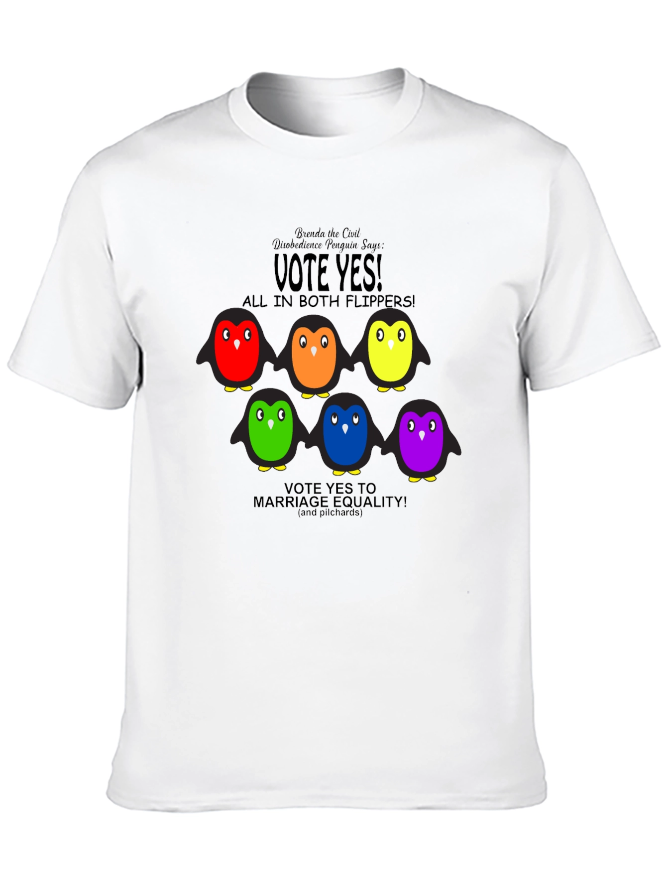 Vote Yes Rainbow Penguin Graphic Tee