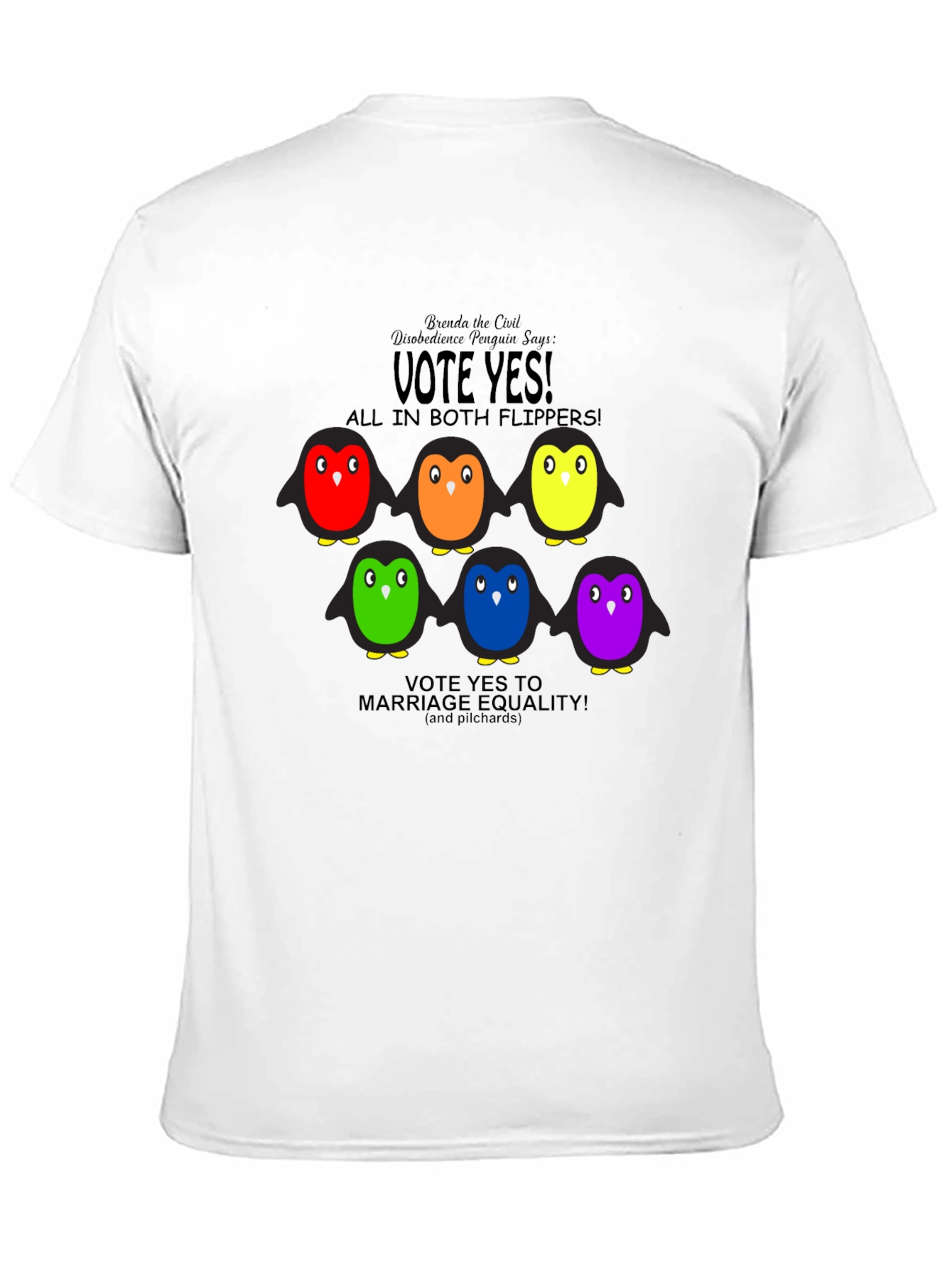 Vote Yes Rainbow Penguin Graphic Tee