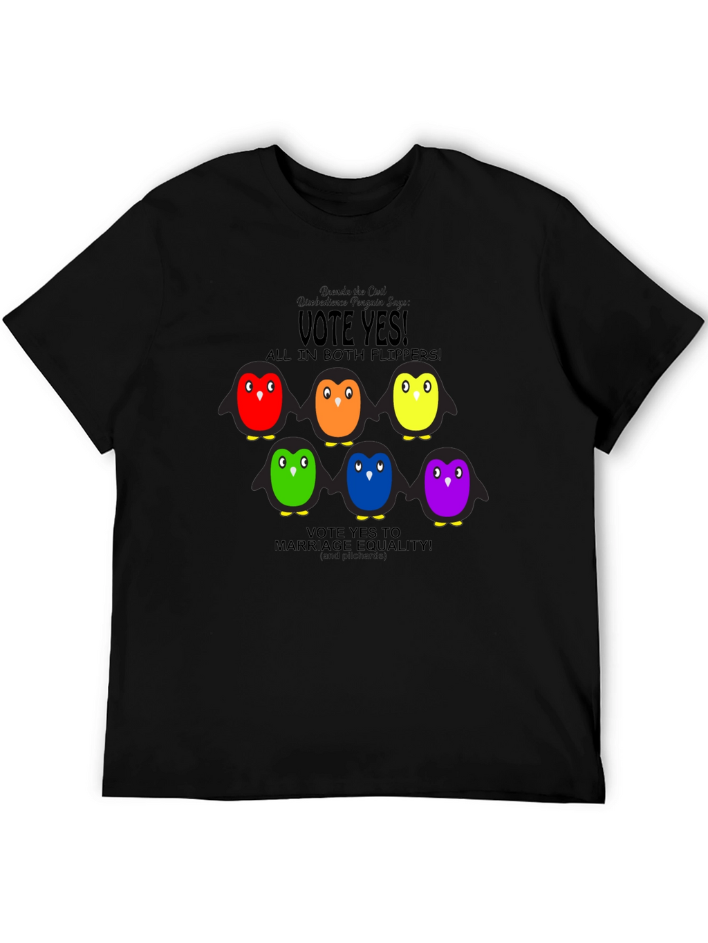 Vote Yes Rainbow Penguin Graphic Tee