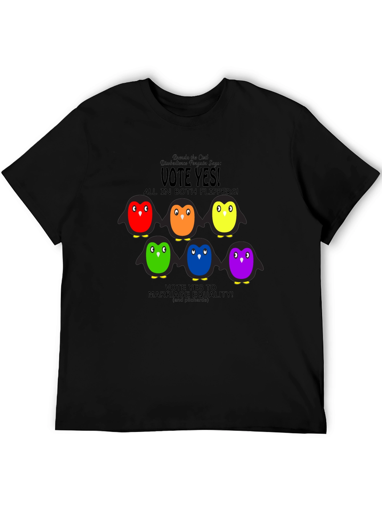 Vote Yes Rainbow Penguin Graphic Tee