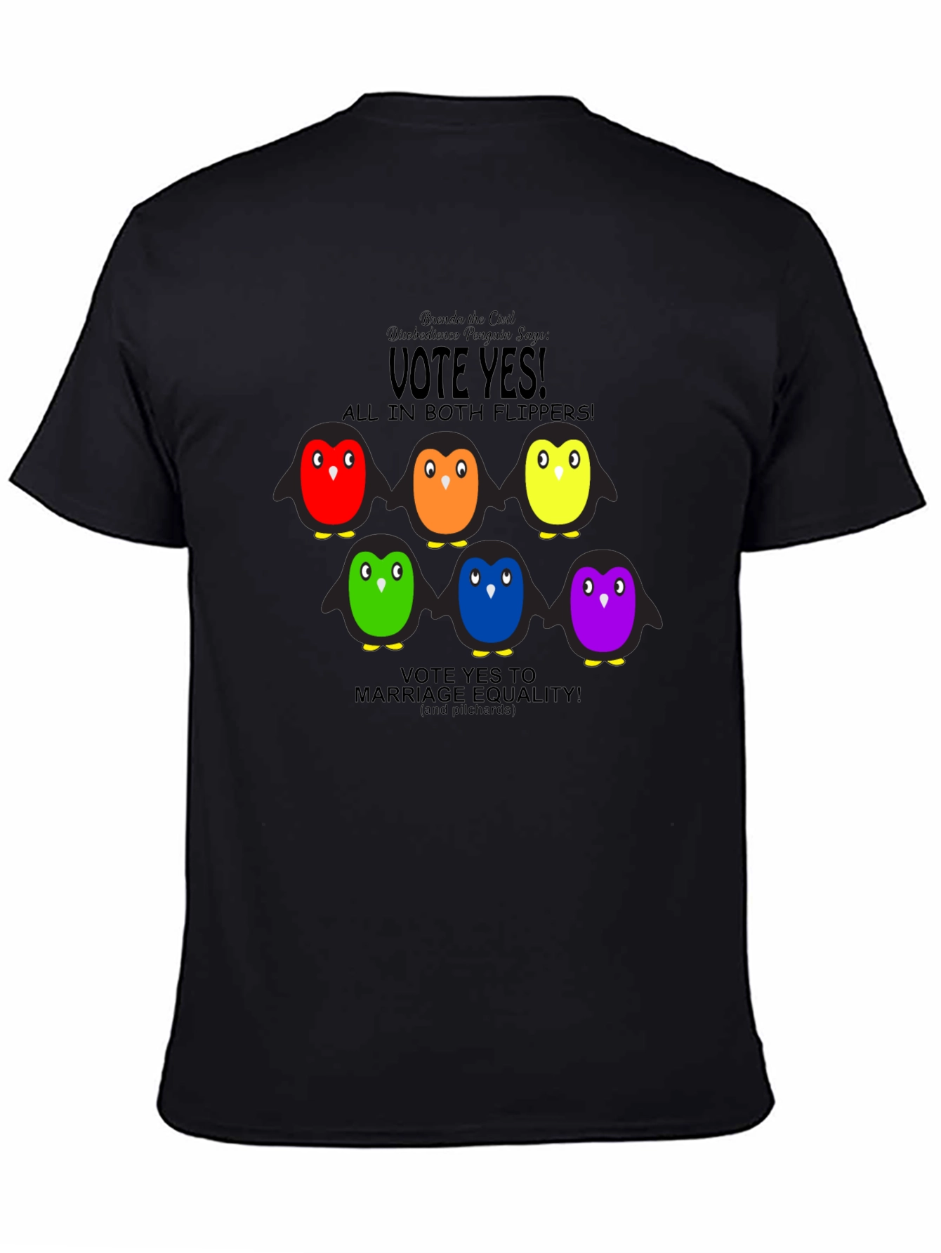 Vote Yes Rainbow Penguin Graphic Tee