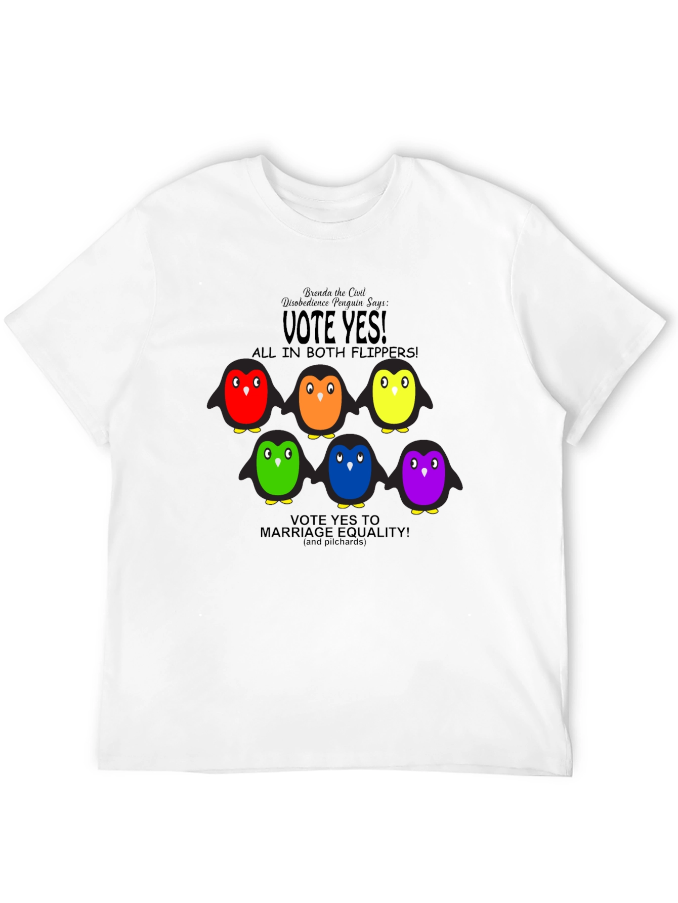 Vote Yes Rainbow Penguin Graphic Tee