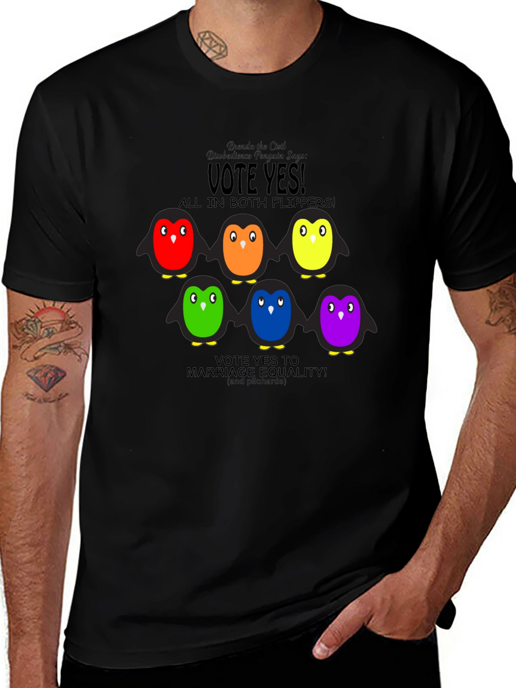 Vote Yes Rainbow Penguin Graphic Tee